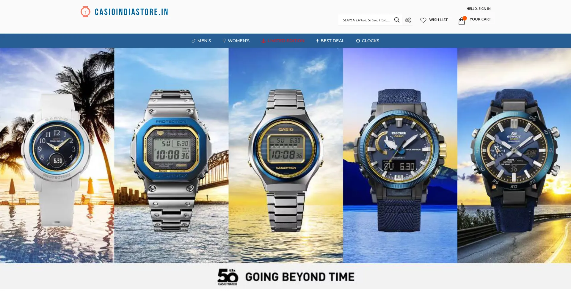 Website screenshot of Casioindiastore.in