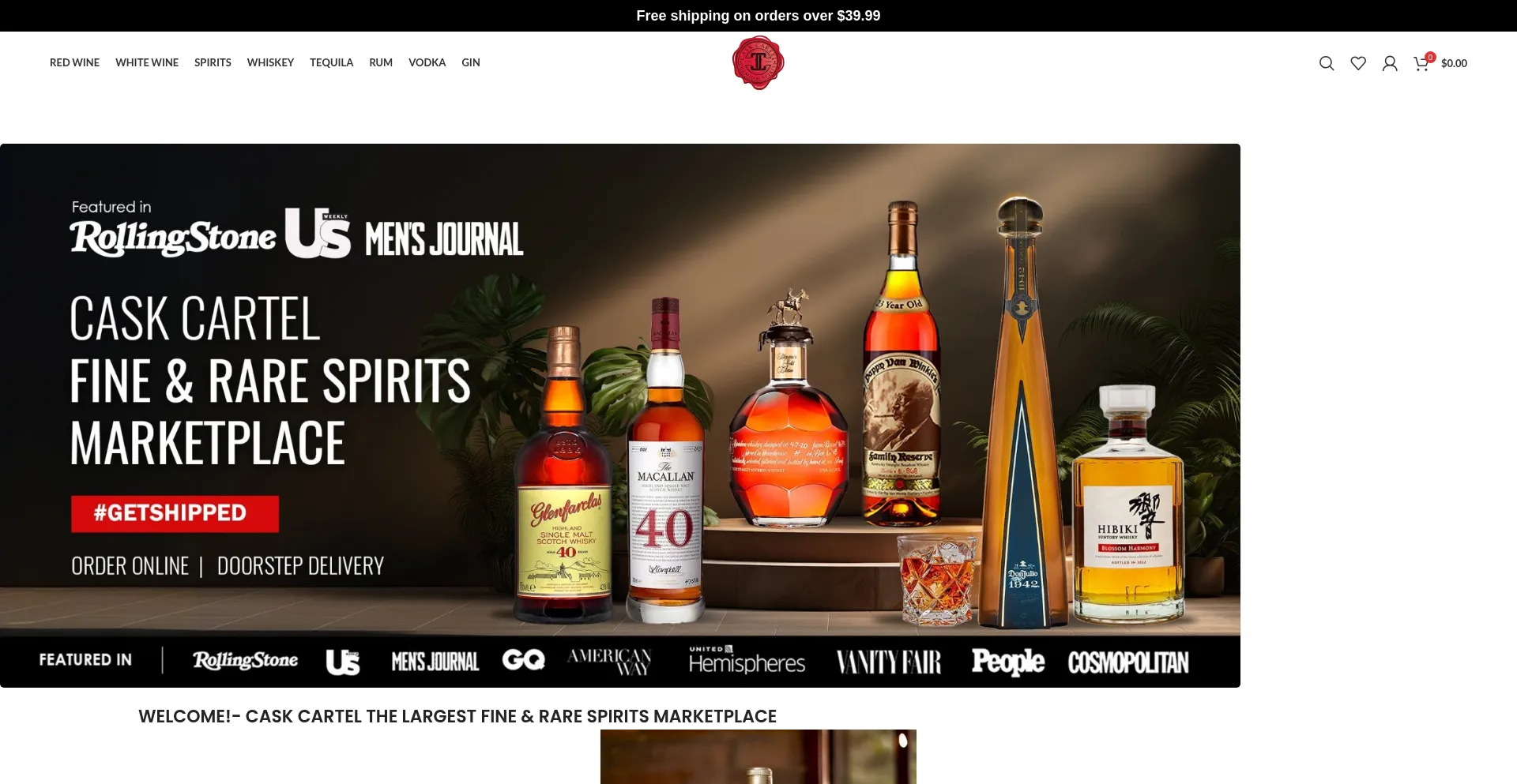 Website screenshot of Caskcartelclub.shop