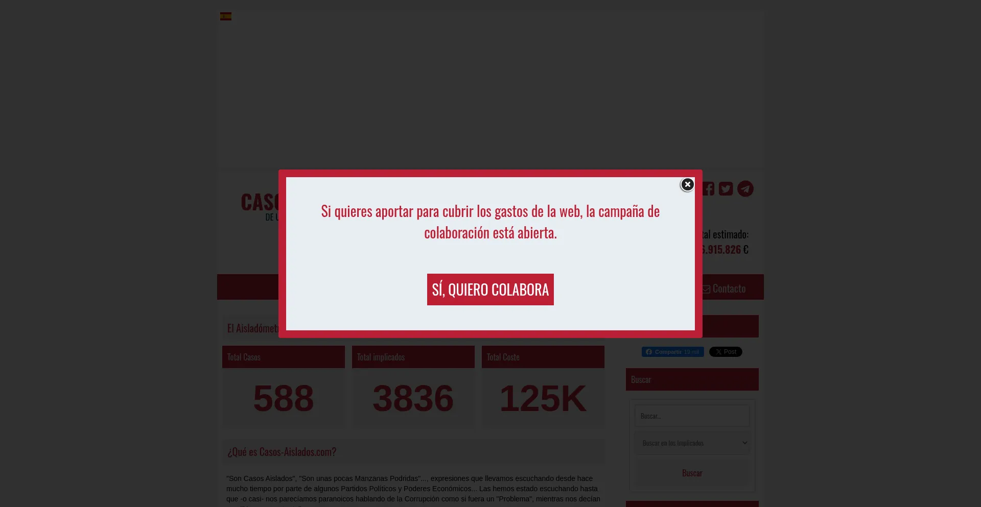 Website screenshot of Casos-aislados.com