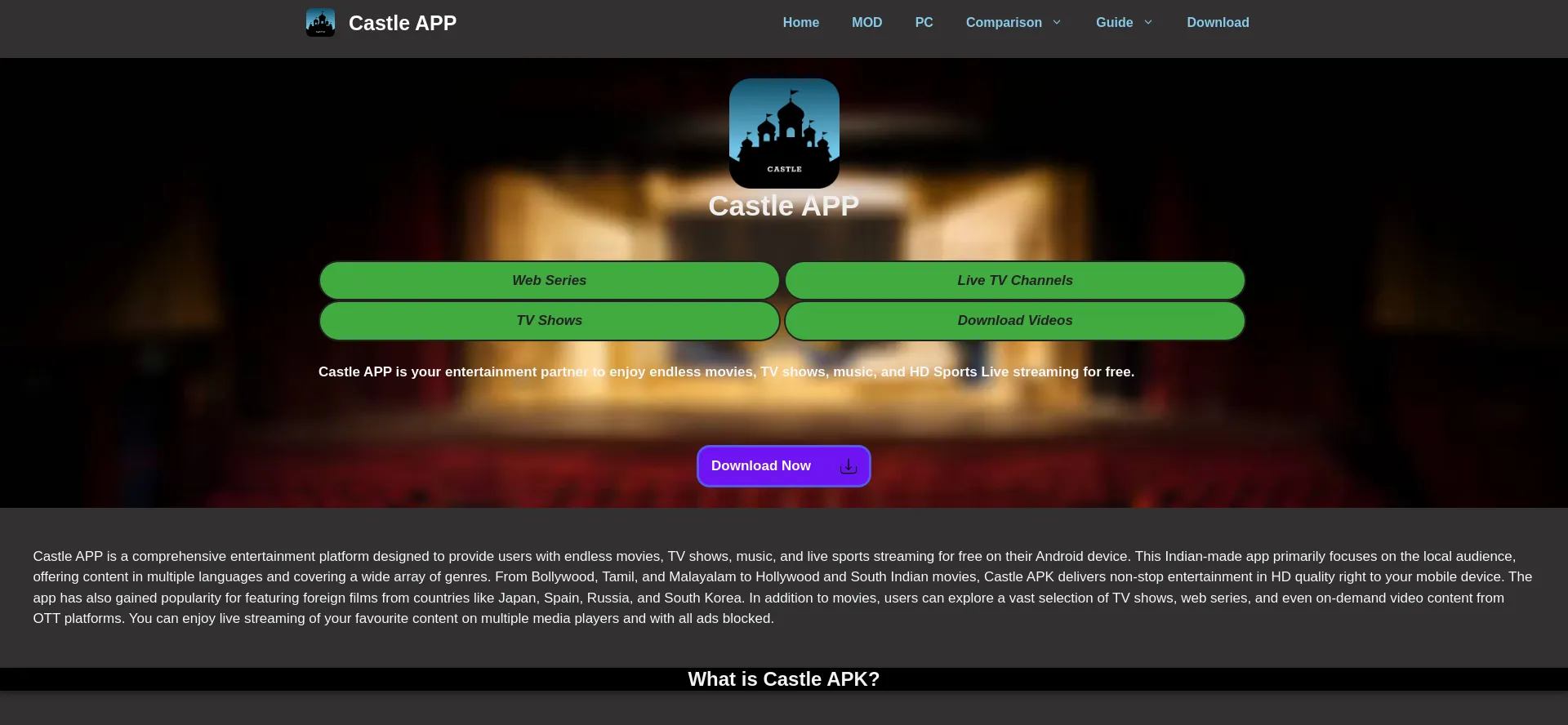 Website screenshot of Castlemodapk.app
