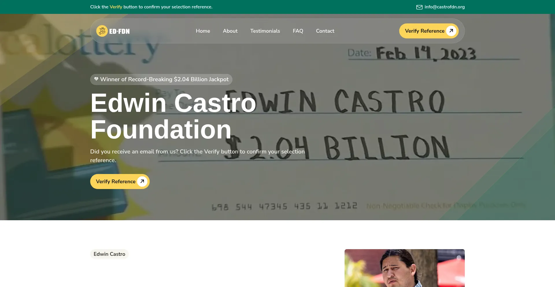 Website screenshot of Castrofdn.org