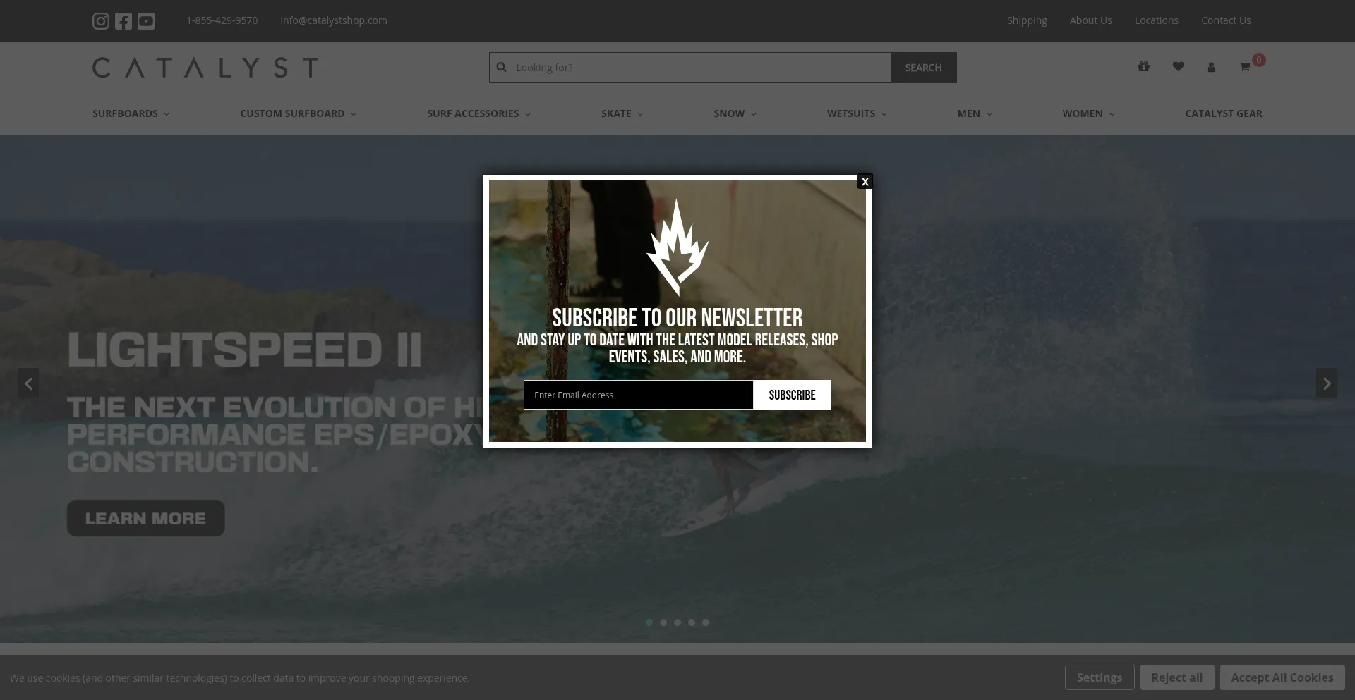 Website screenshot of Catalystshop.com