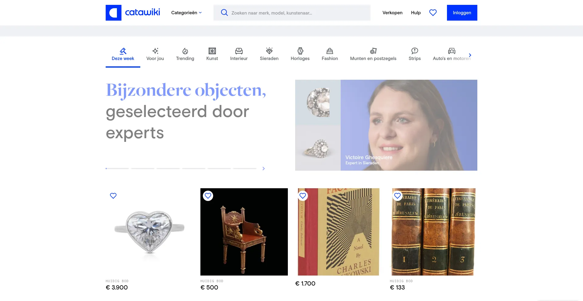 Website screenshot of Catawiki.nl