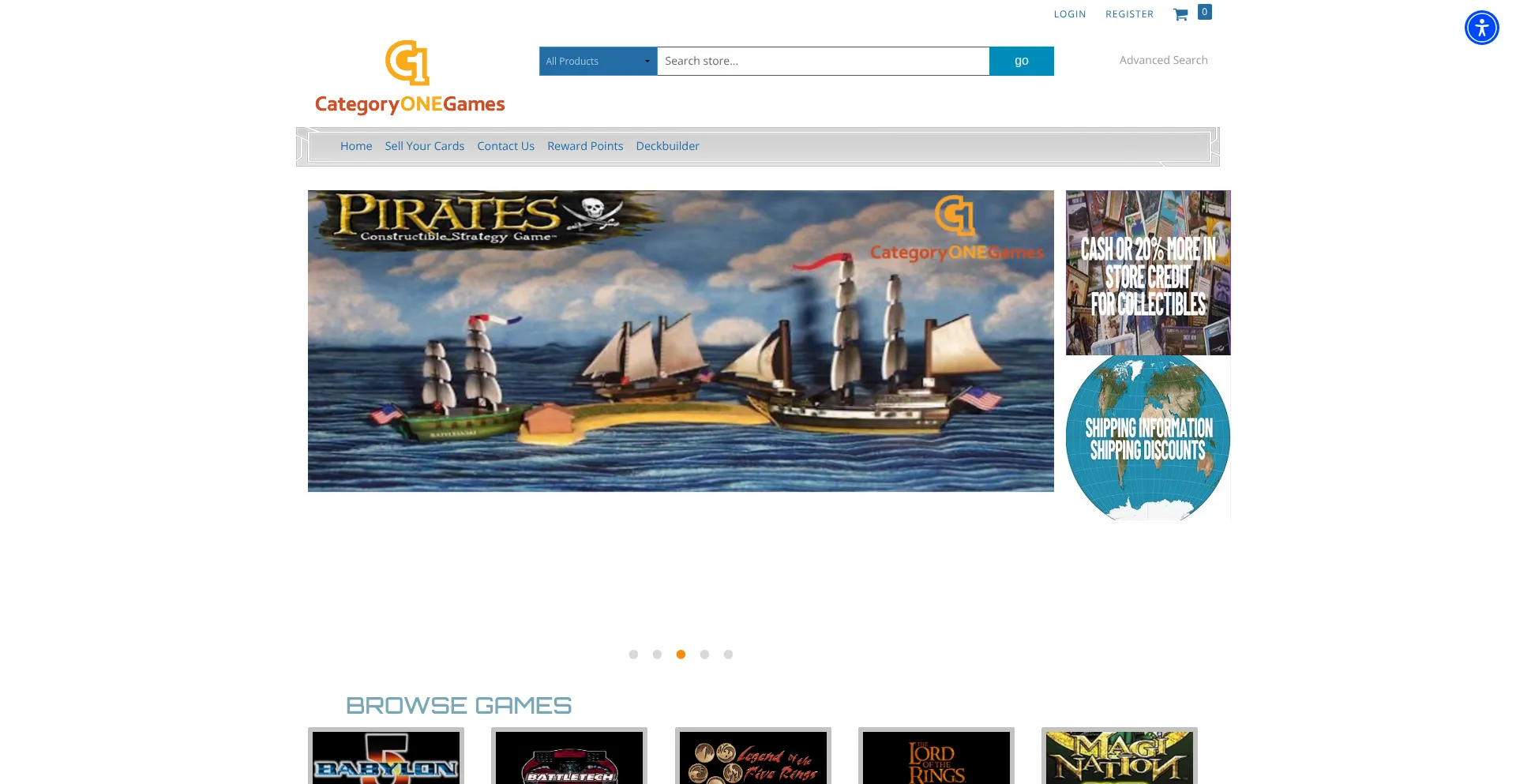 Website screenshot of Categoryonegames.com
