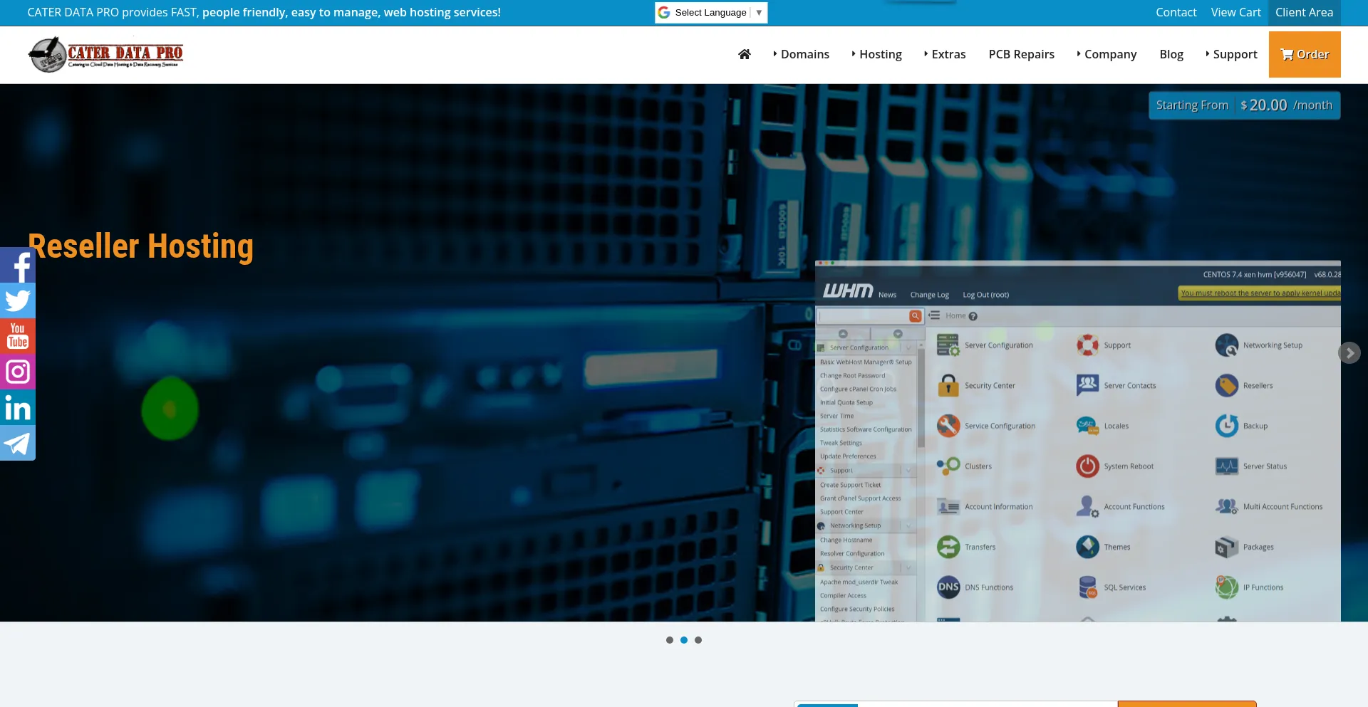 Website screenshot of Caterdata.pro