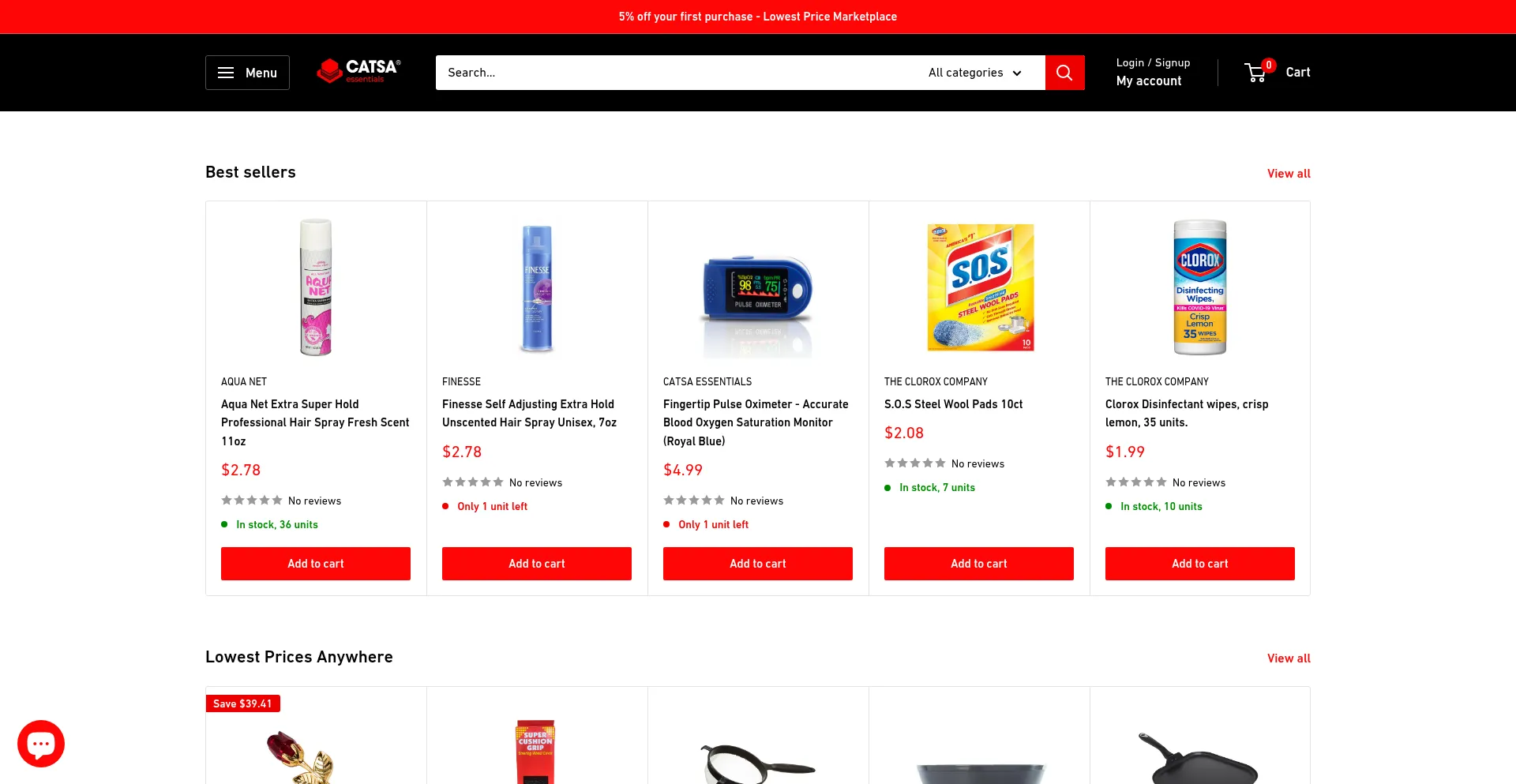 Website screenshot of Catsa.shopping
