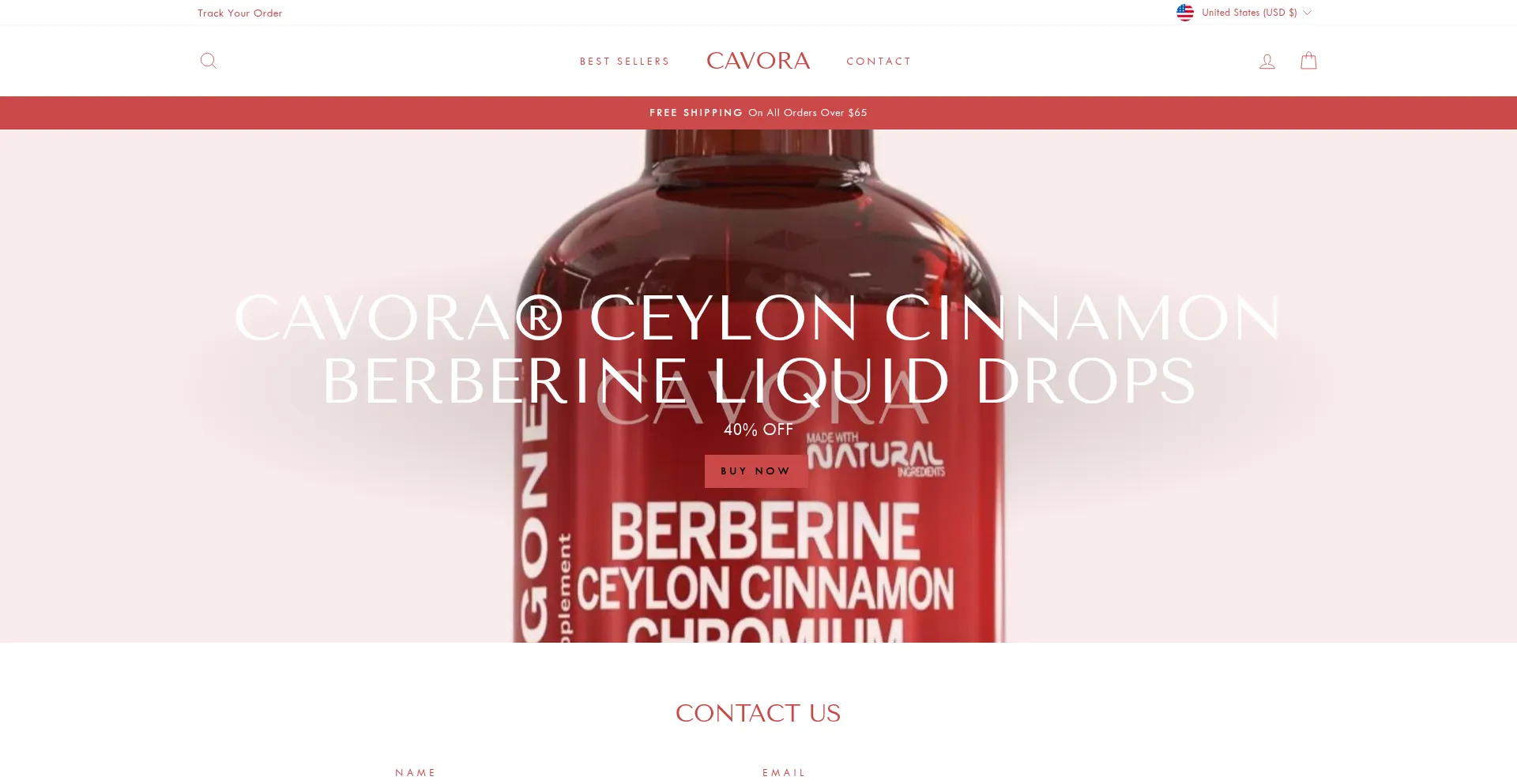 Website screenshot of Cavorashop.com