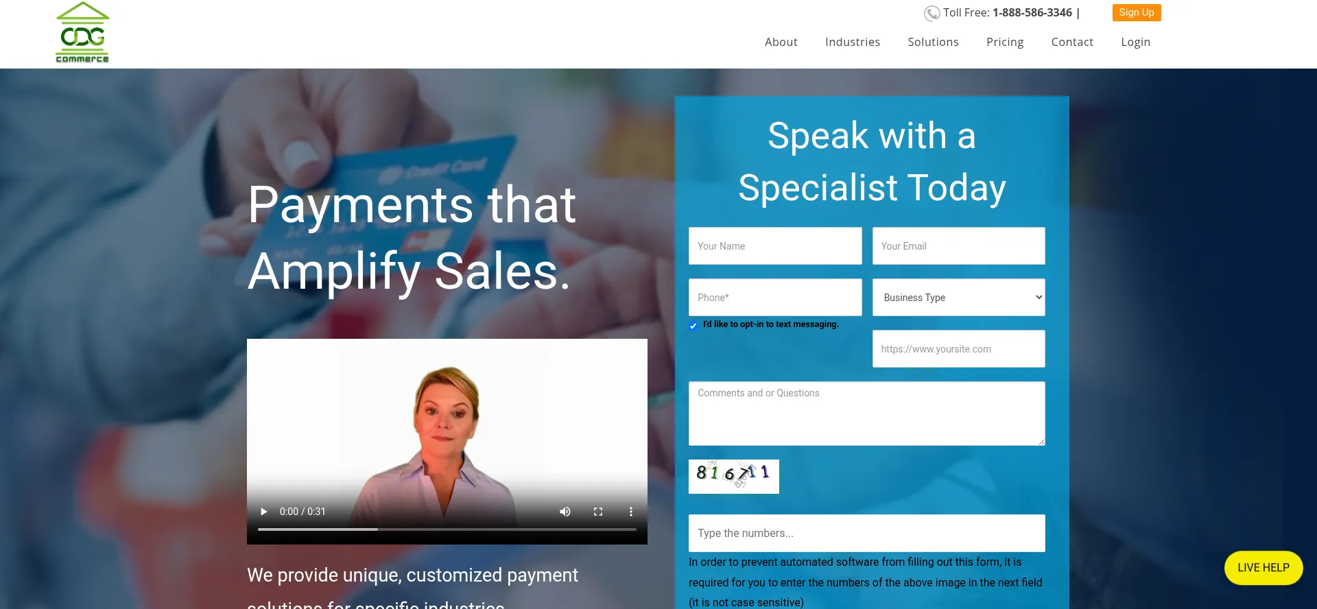 Website screenshot of Cdgcommerce.com