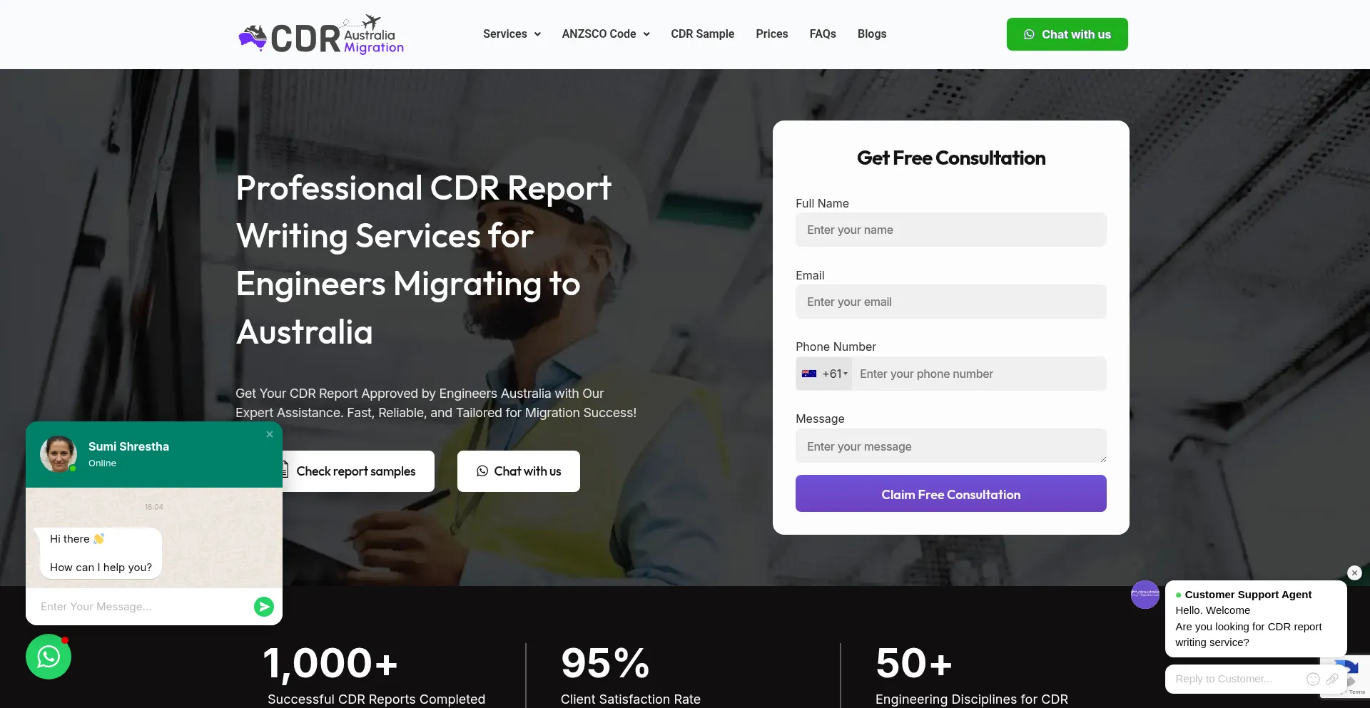 Website screenshot of Cdraustraliamigration.com