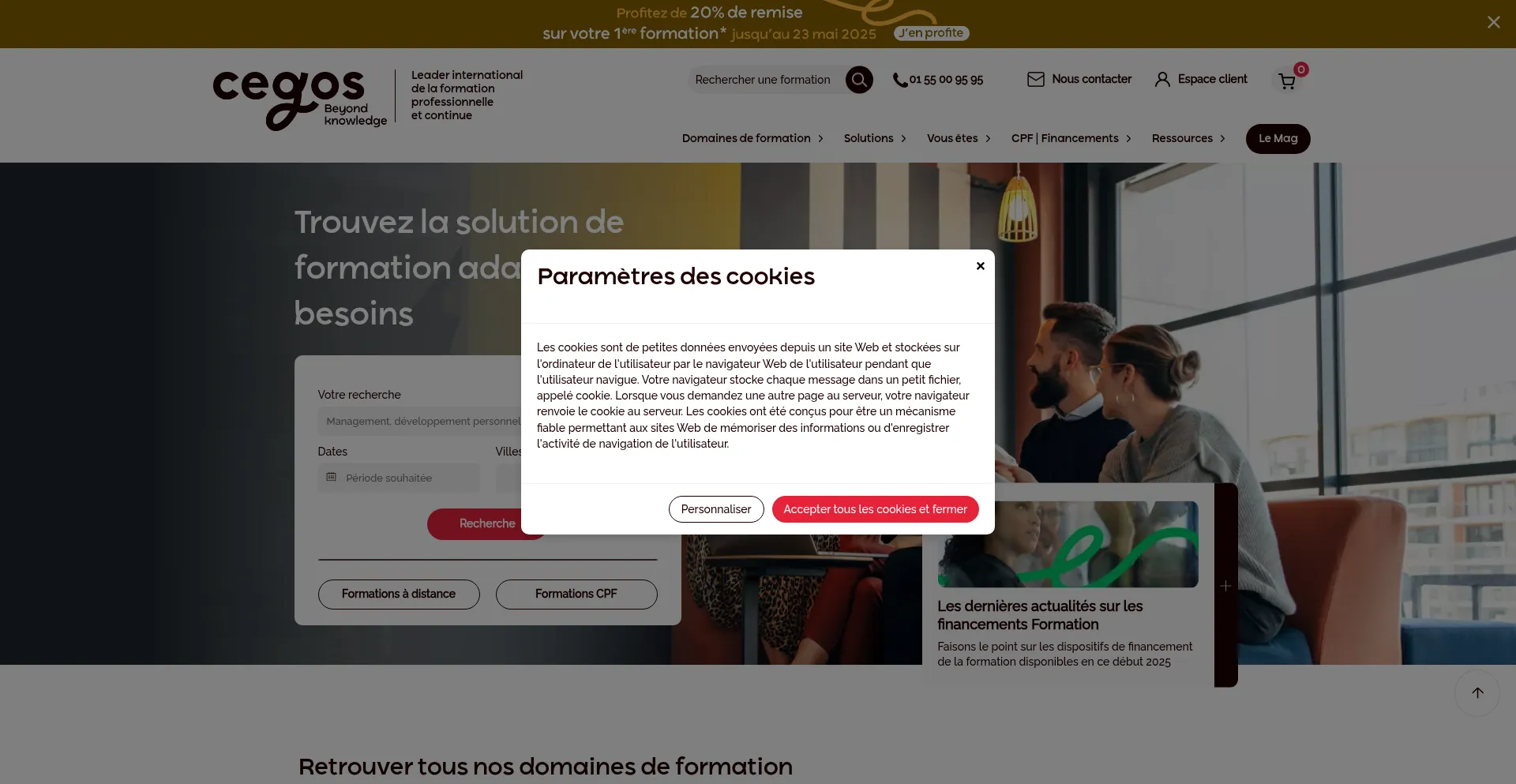 Website screenshot of Cegos.fr