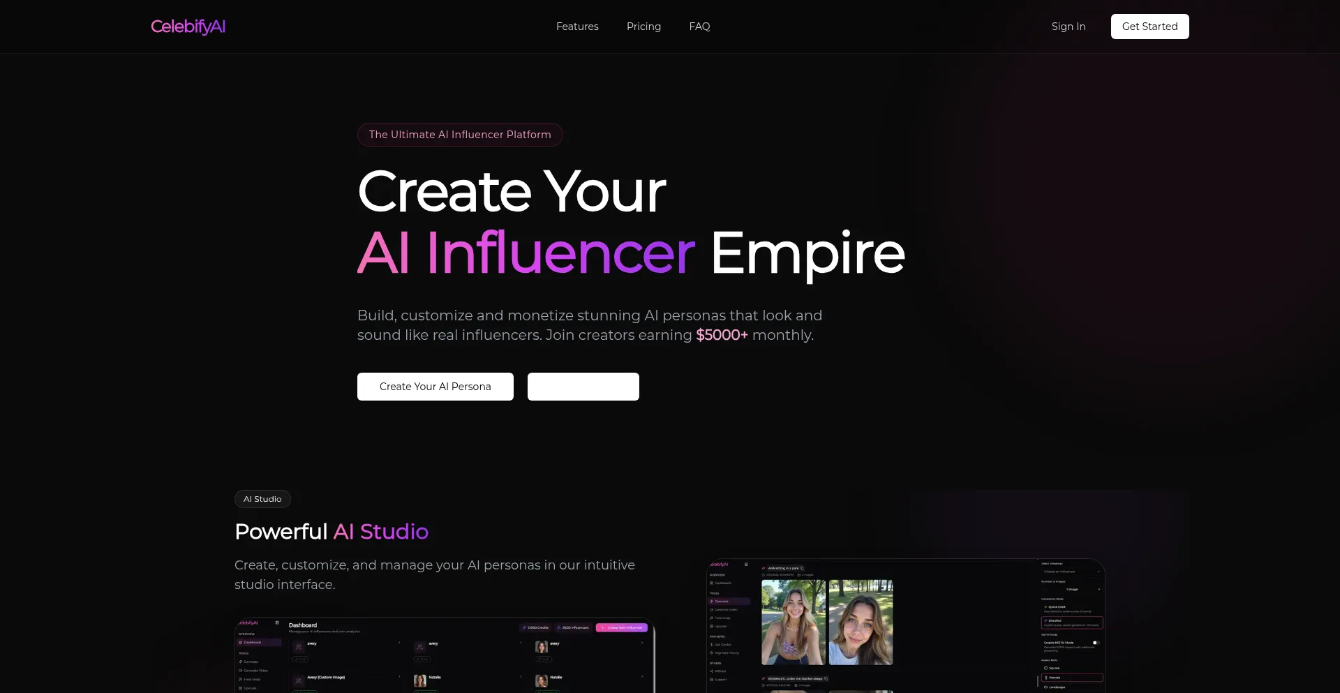 Website screenshot of Celebifyai.com