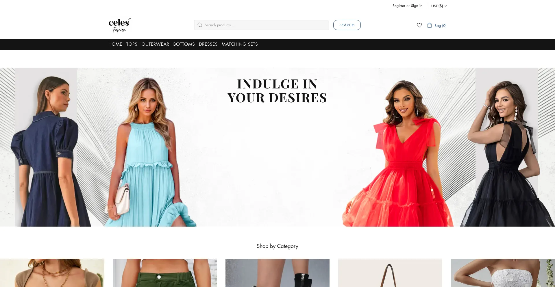 Website screenshot of Celesfashion.com