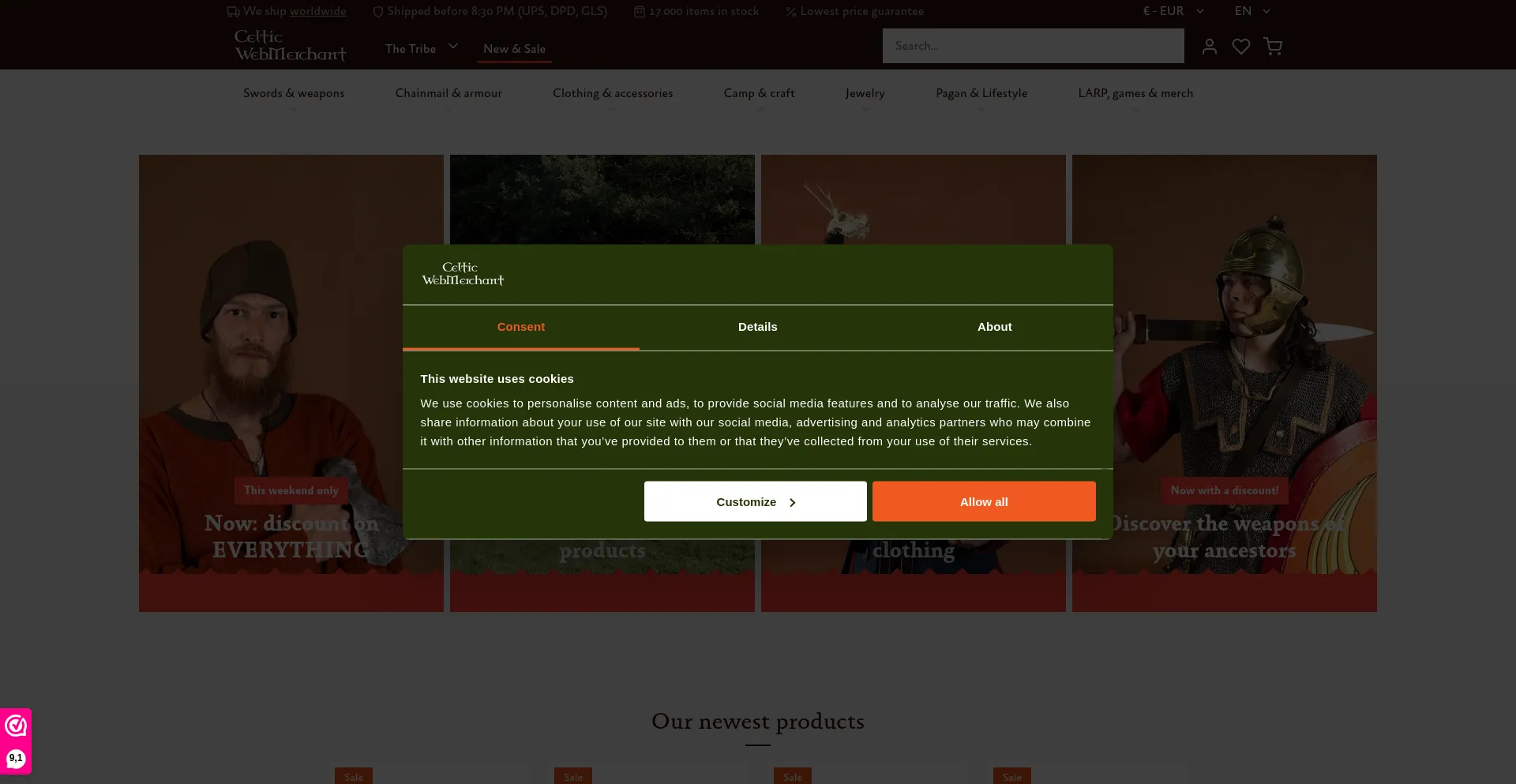 Website screenshot of Celticwebmerchant.com