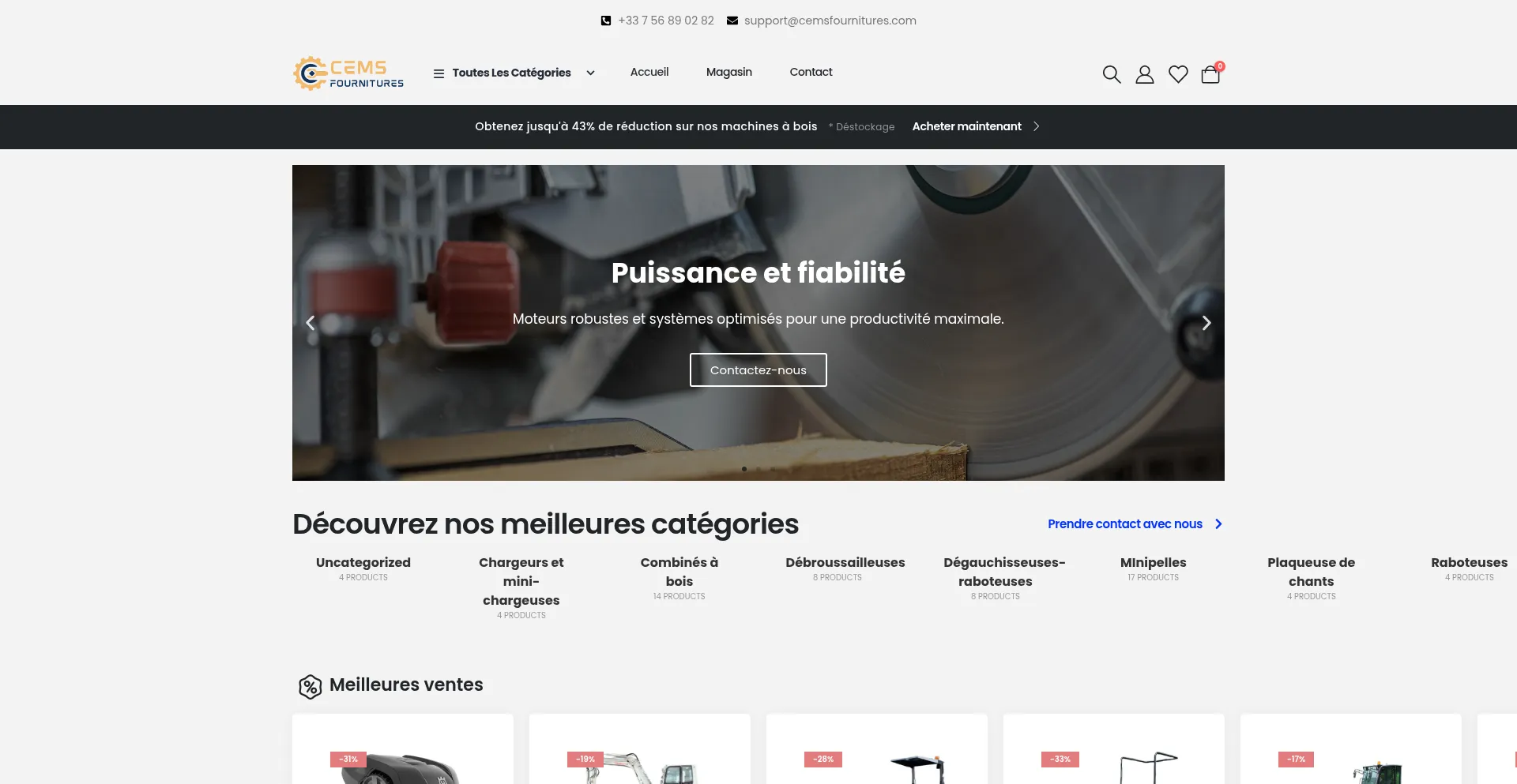 Website screenshot of Cemsfournitures.com