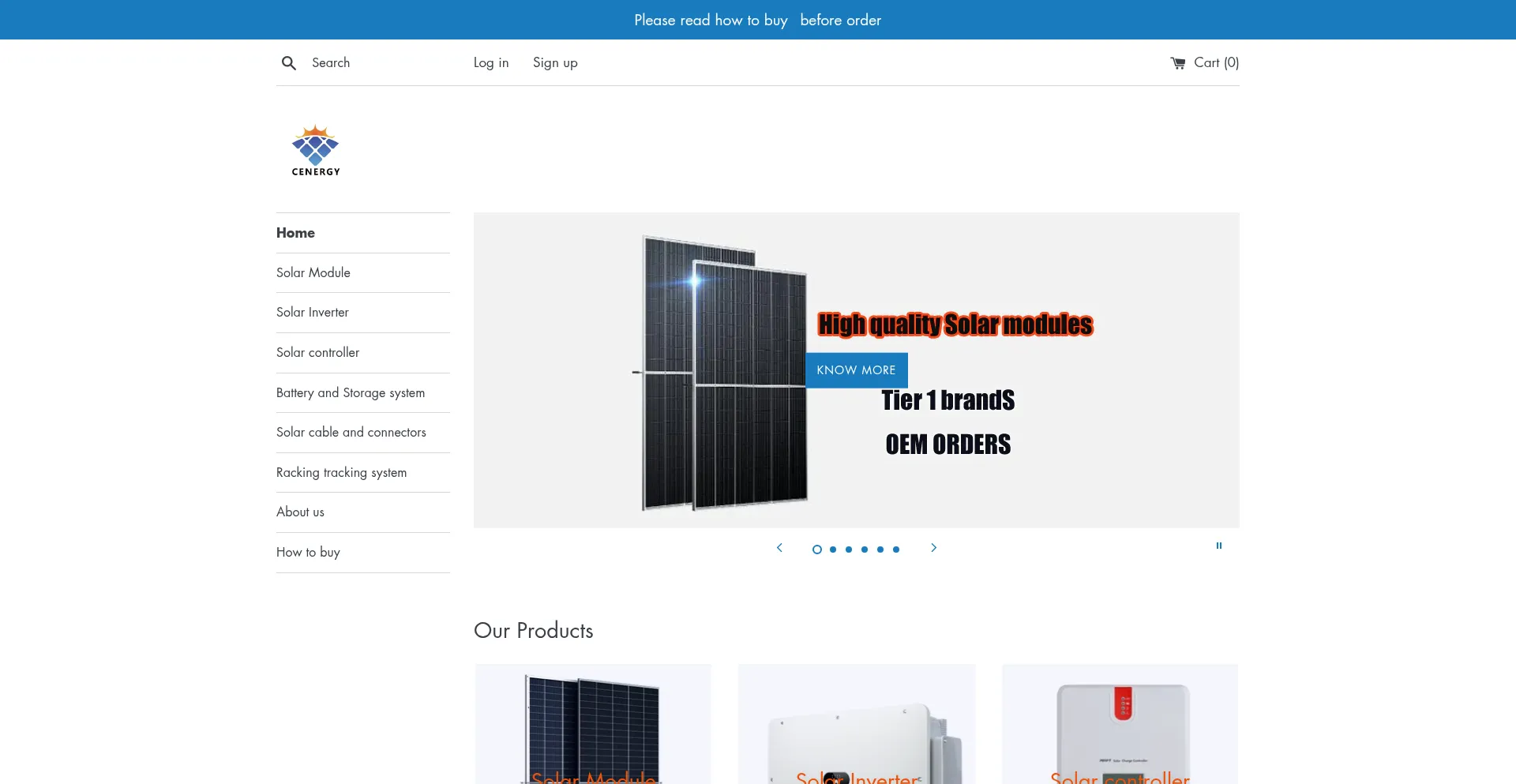 Website screenshot of Cenergysolarwholesale.com