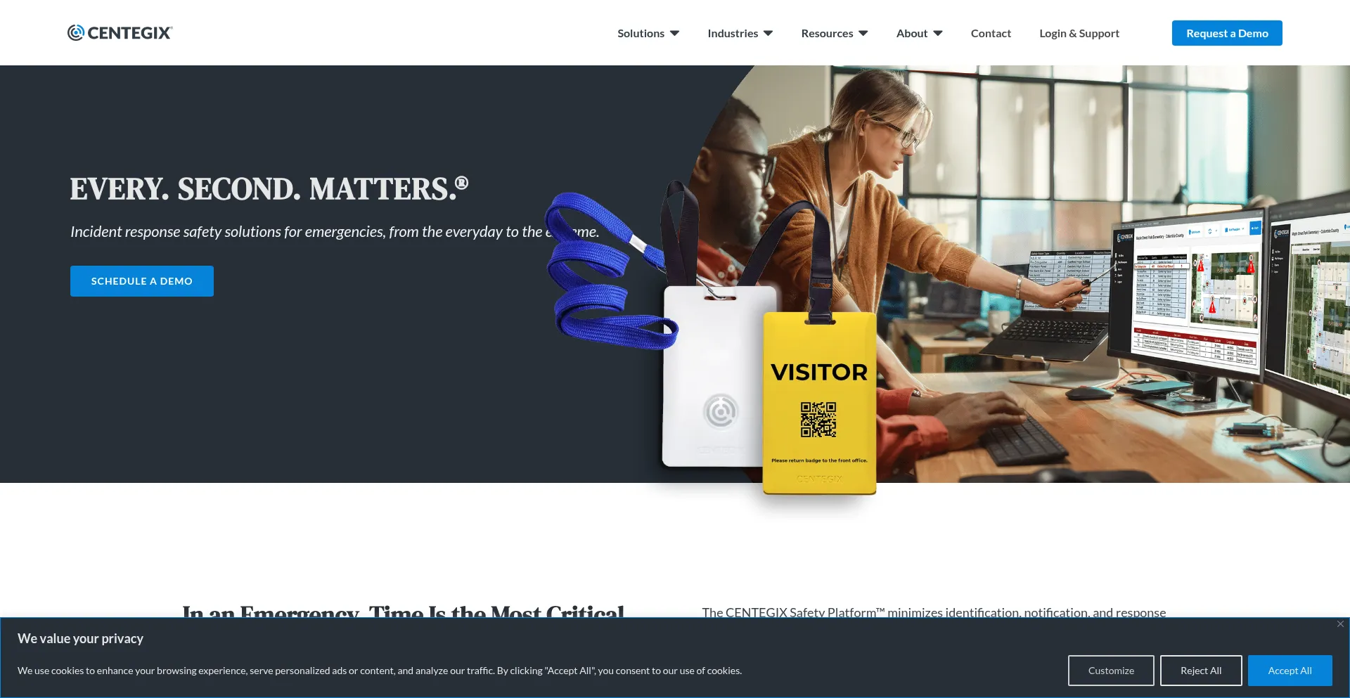 Website screenshot of Centegix.com