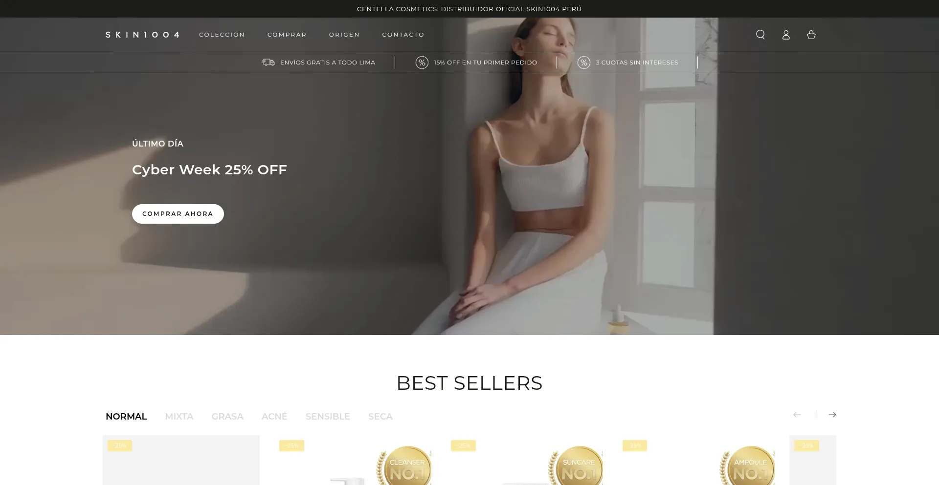 Website screenshot of Centellacosmetics.pe