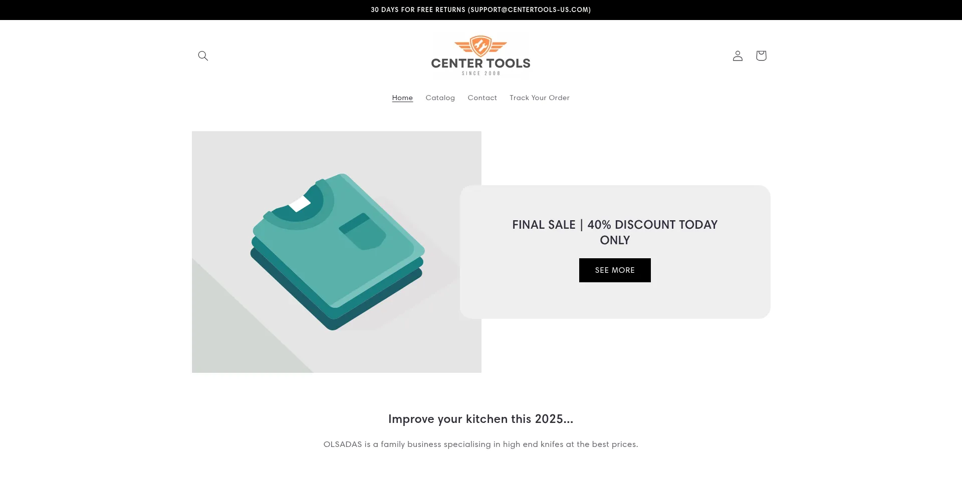 Website screenshot of Centertools-us.com