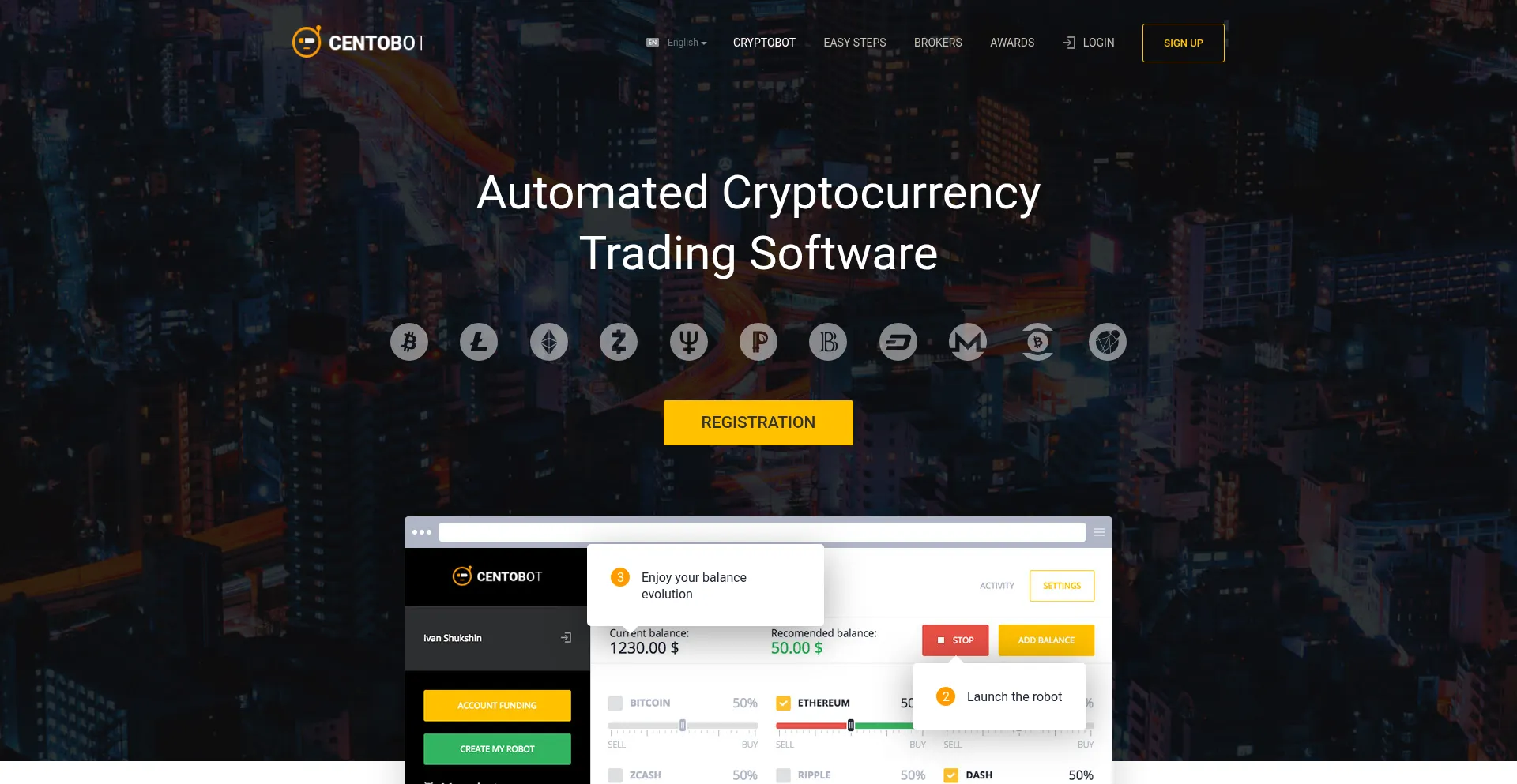 Website screenshot of Centobot.com