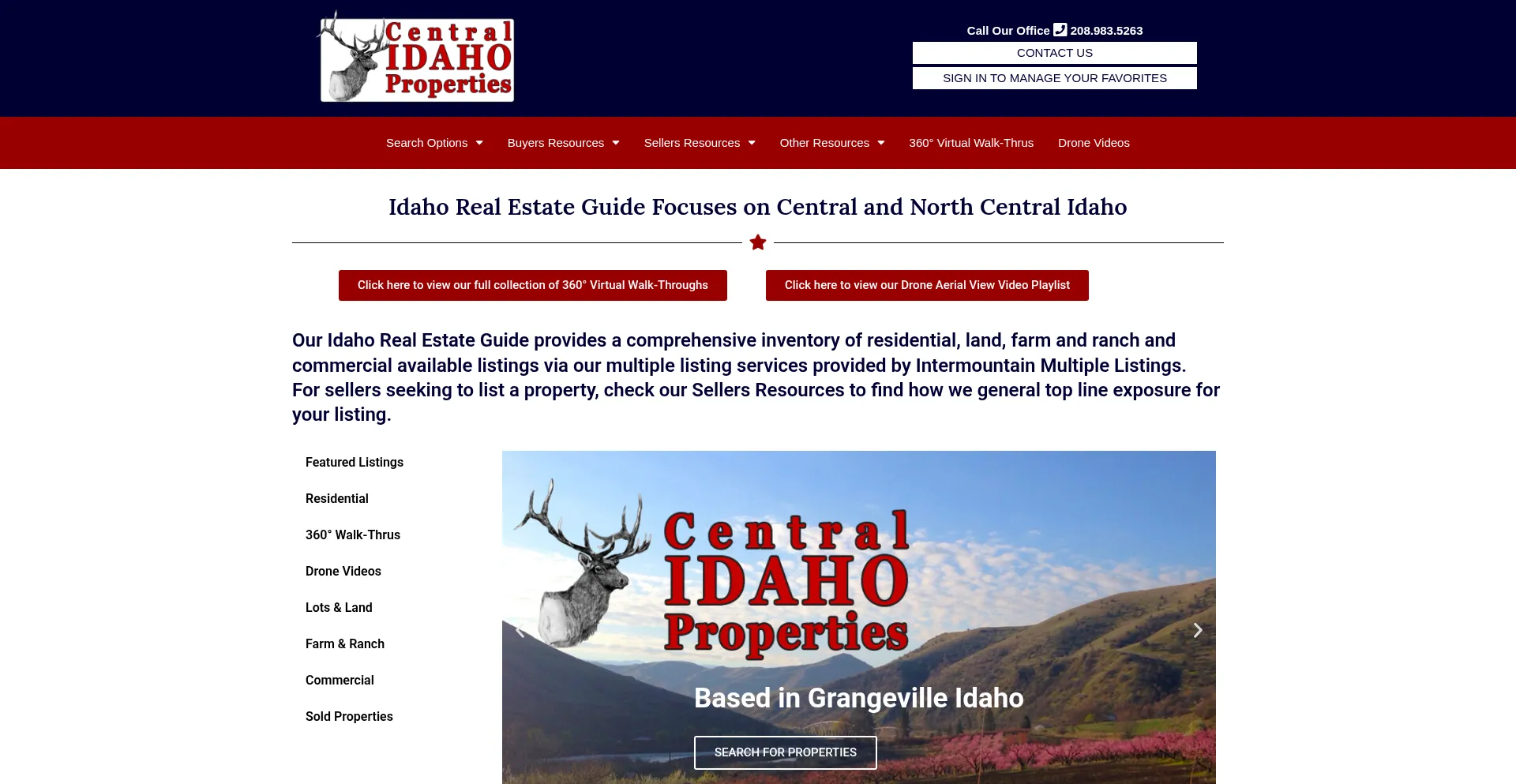 Website screenshot of Centralidahoproperties.com