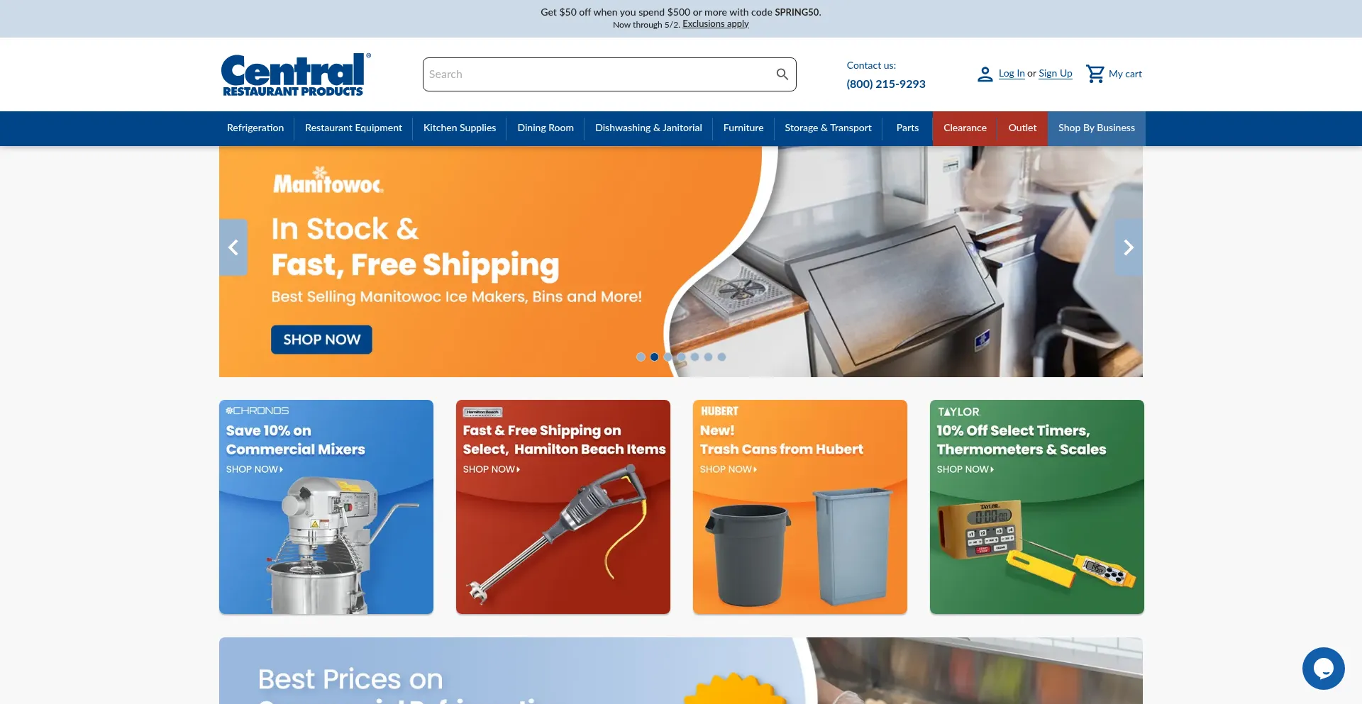Website screenshot of Centralrestaurant.com