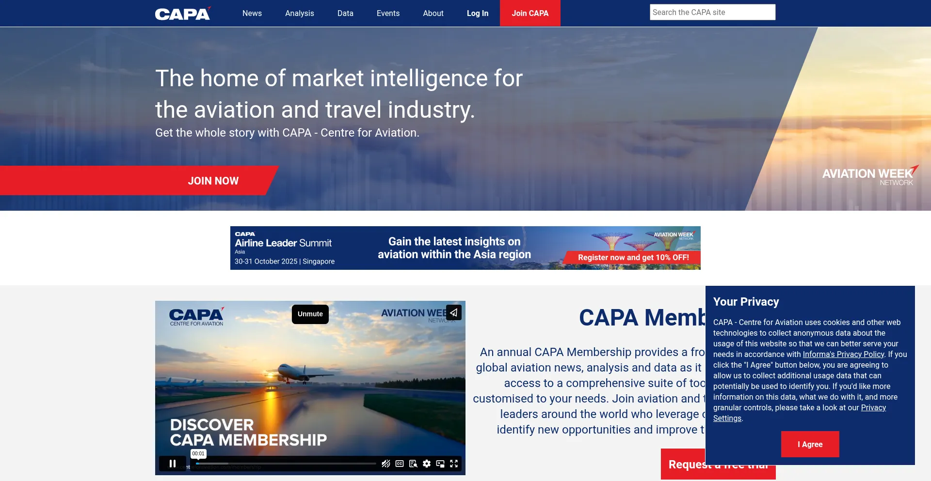 Website screenshot of Centreforaviation.com
