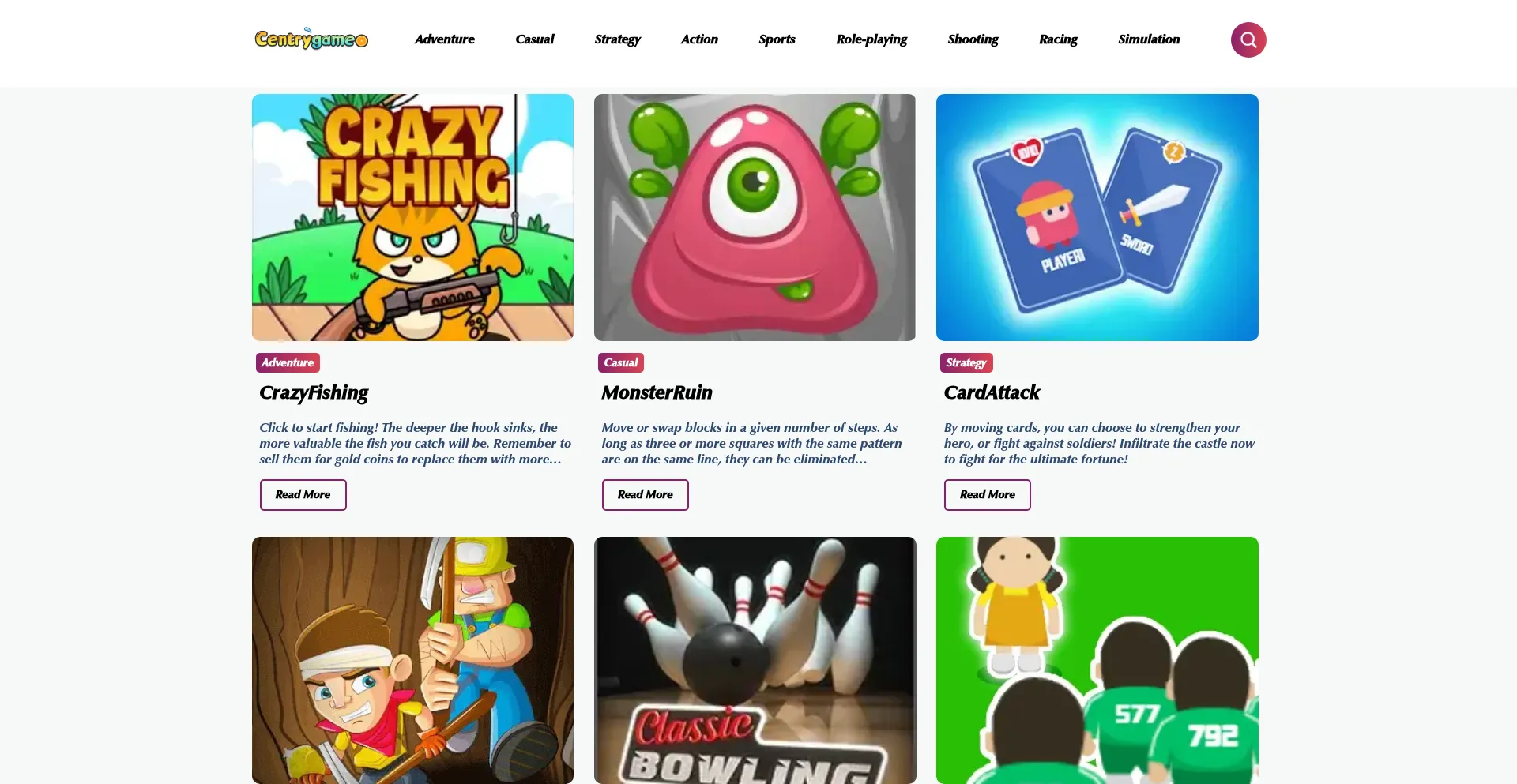 Website screenshot of Centrygame.com
