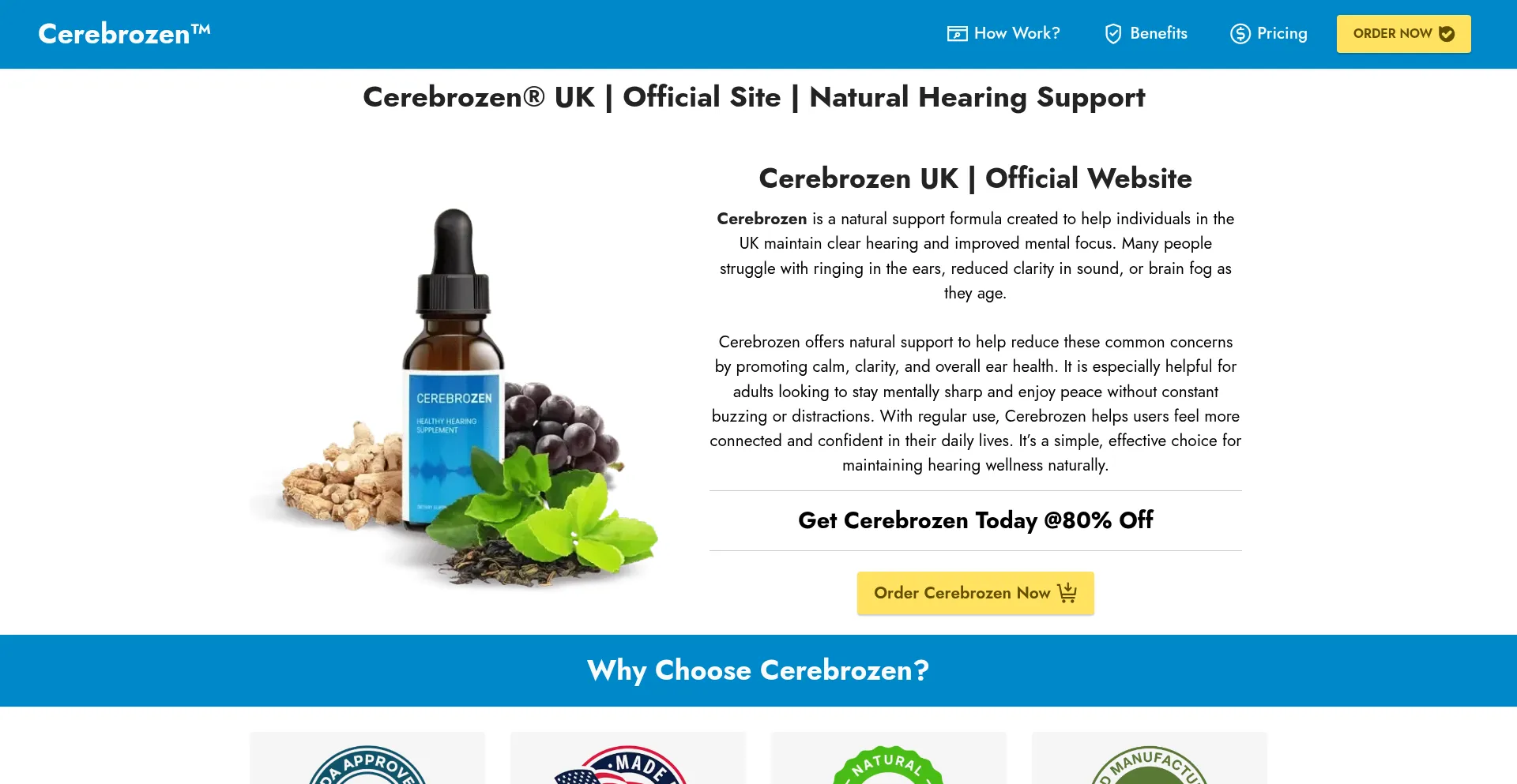 Website screenshot of Cerebrozen.uk