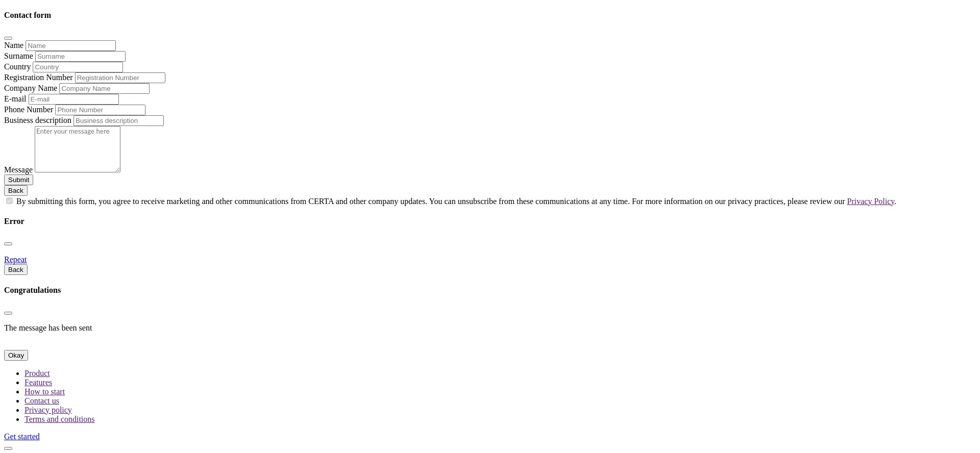 Website screenshot of Certa-pay.com