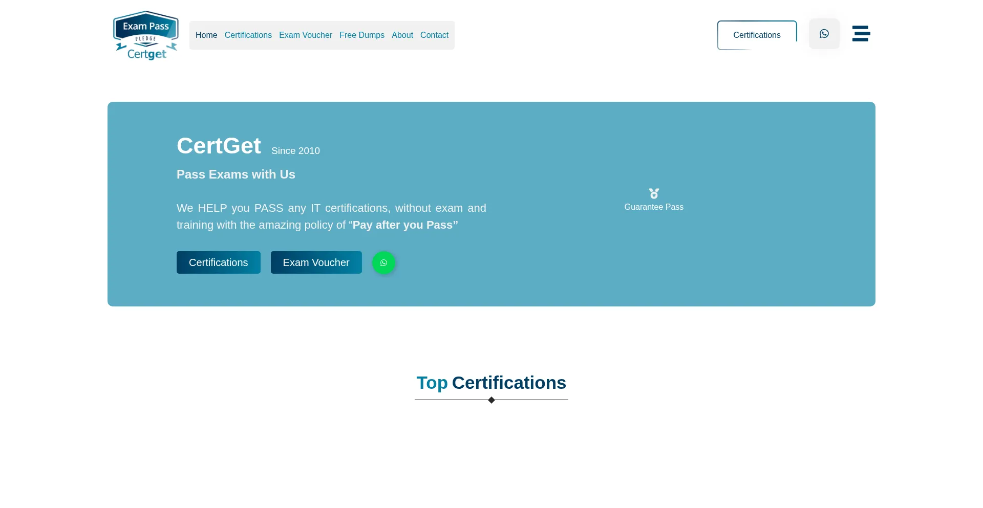 Website screenshot of Certget.com