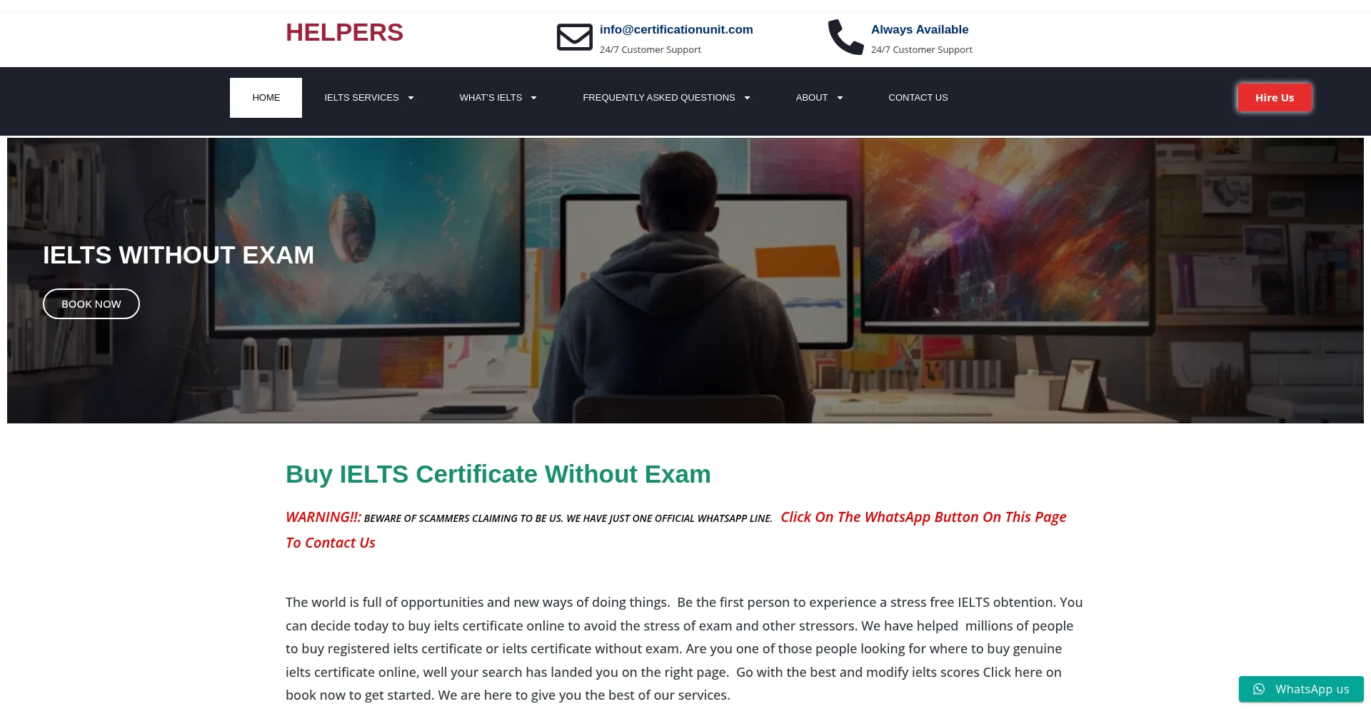 Website screenshot of Certificationunit.com