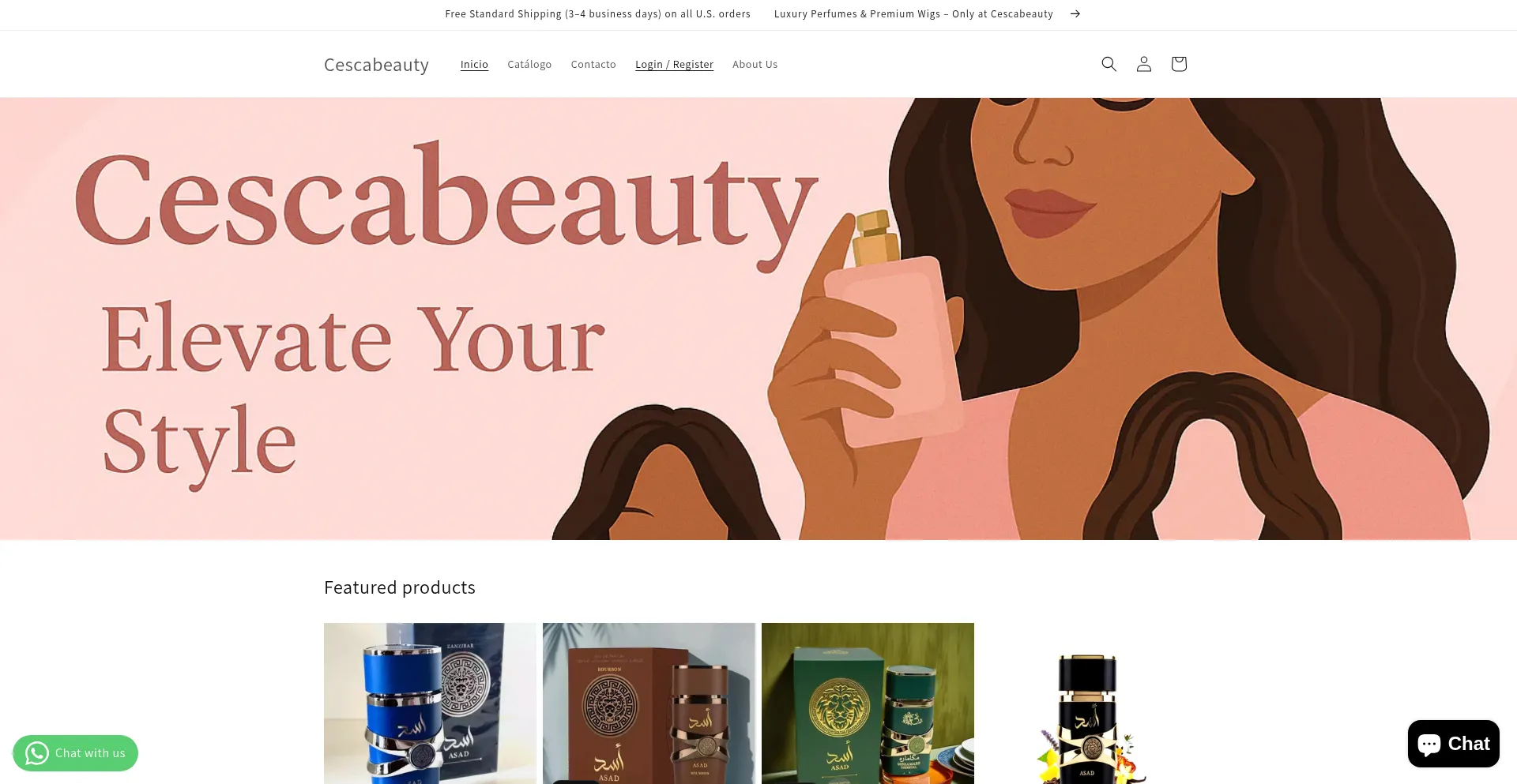 Website screenshot of Cescabeauty.com