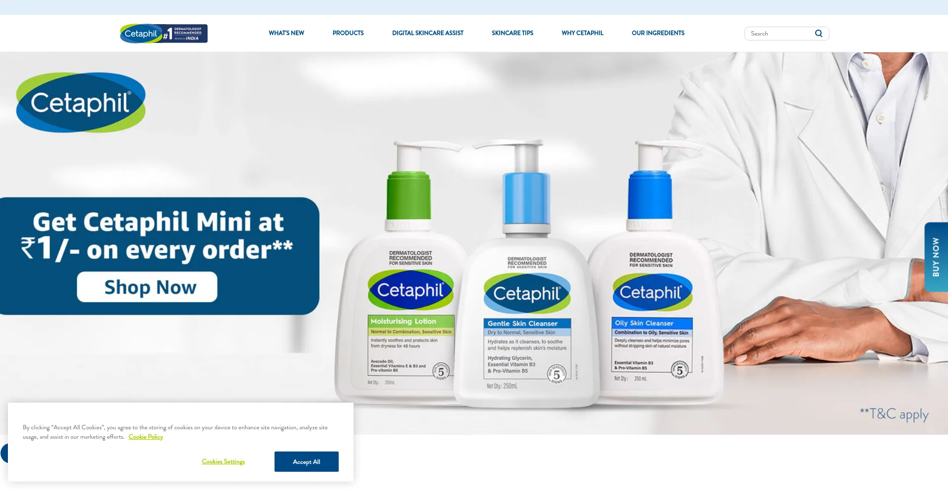 Website screenshot of Cetaphil.in