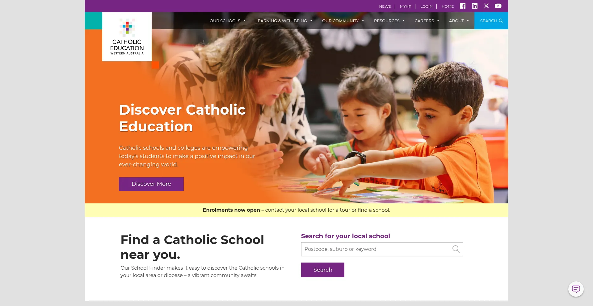 Website screenshot of Cewa.edu.au