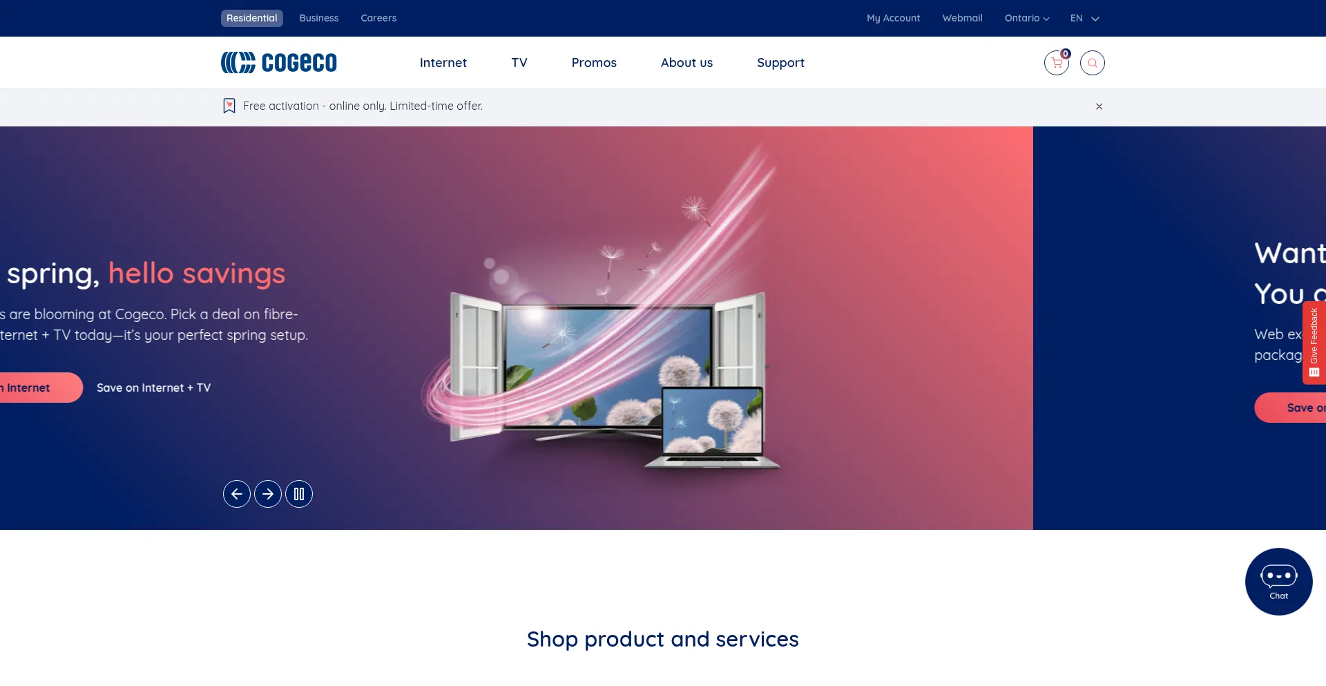 Website screenshot of Cgocable.ca