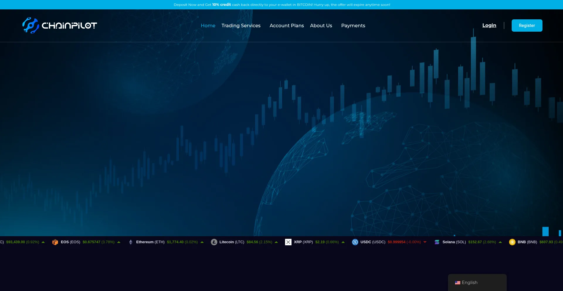 Website screenshot of Chainpilot.co