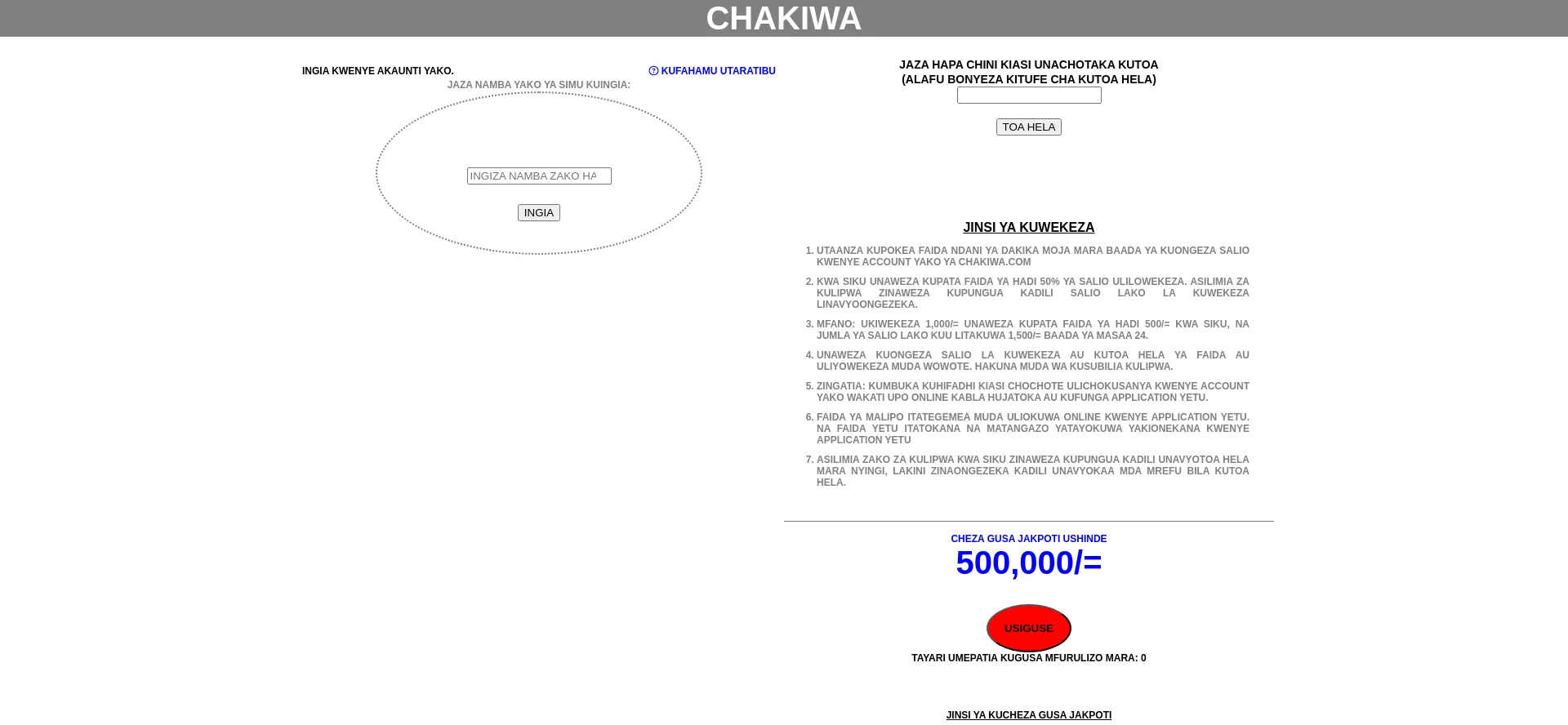 Website screenshot of Chakiwa.com