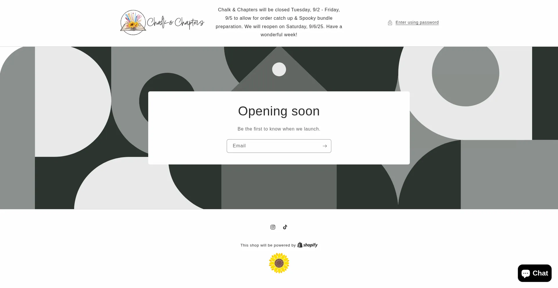 Website screenshot of Chalkandchapters.com