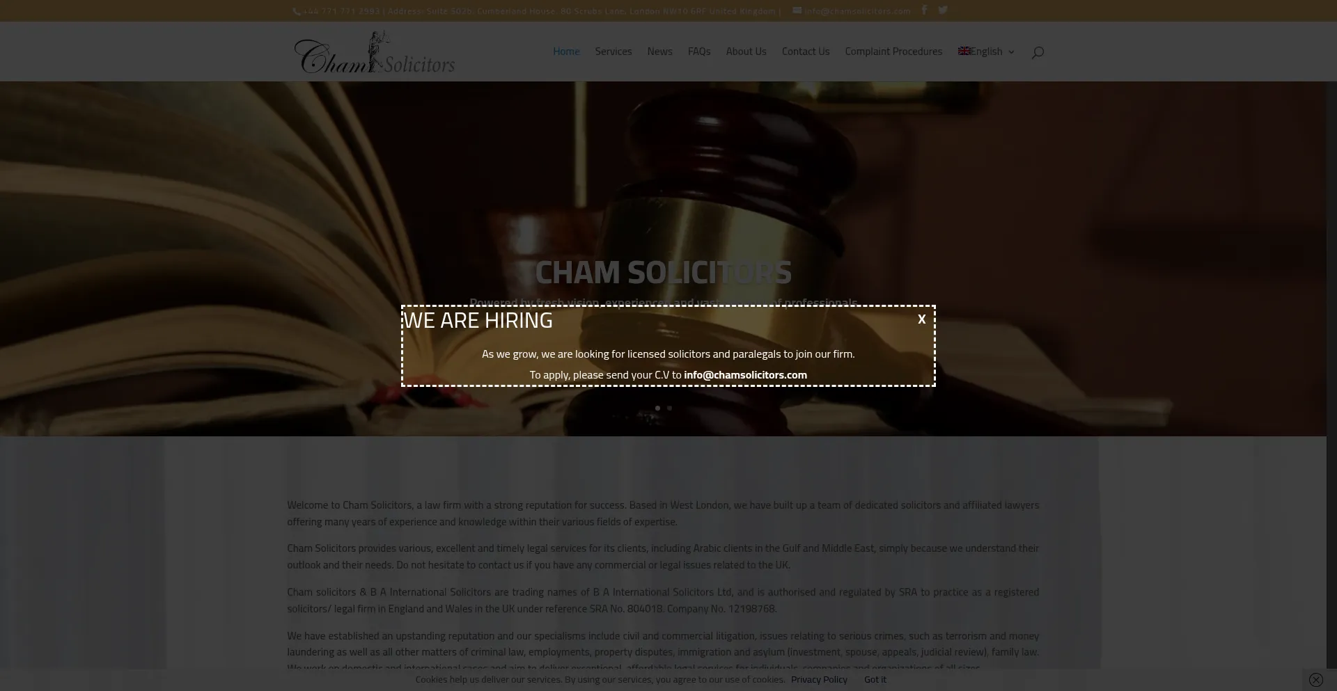 Chamsolicitors.com Screenshot