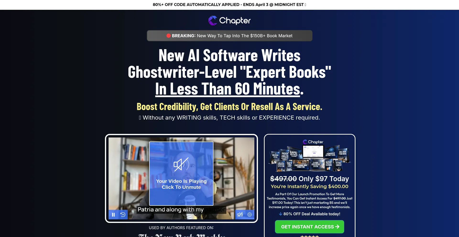 Website screenshot of Chapter.pub
