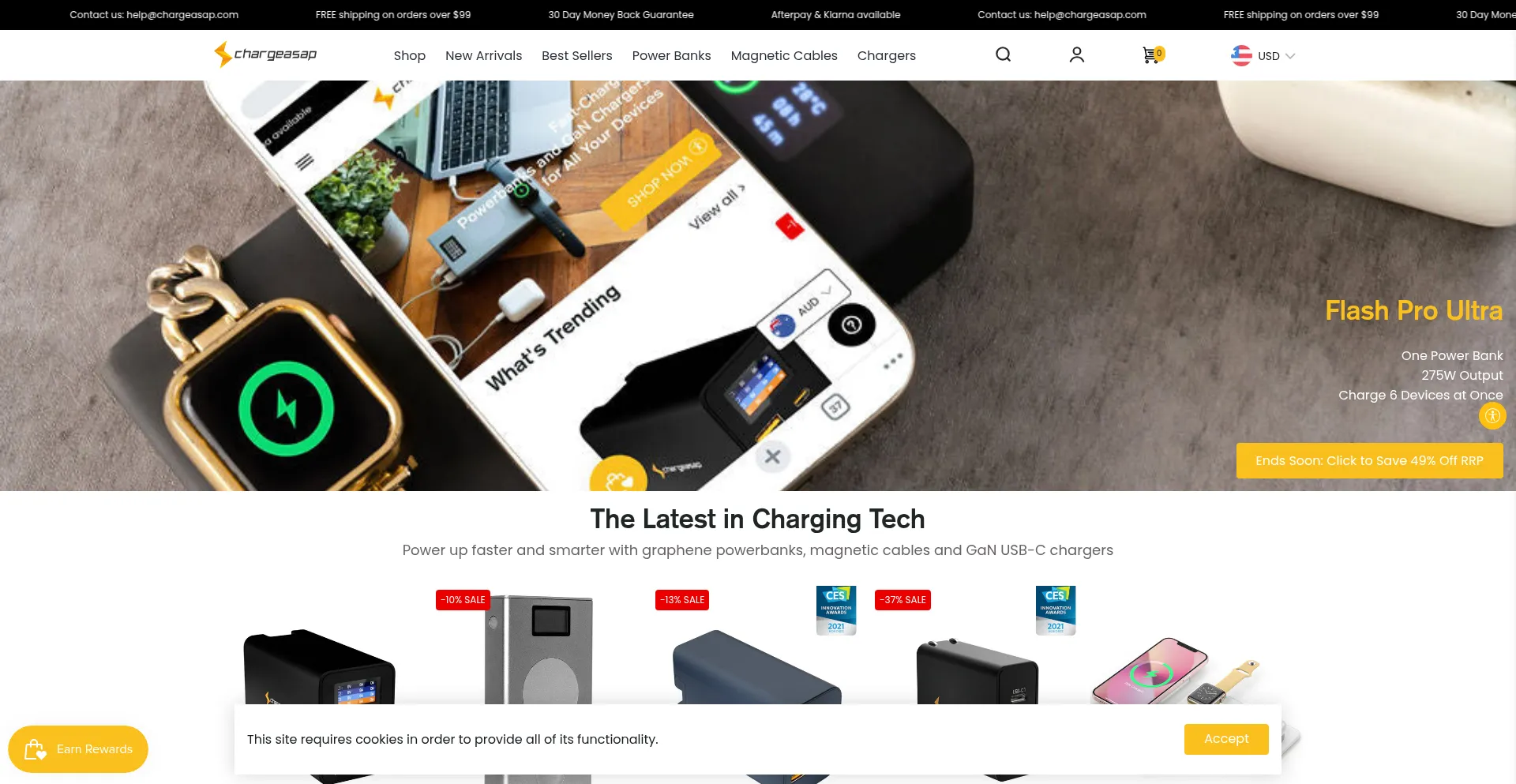 Website screenshot of Chargeasap.com