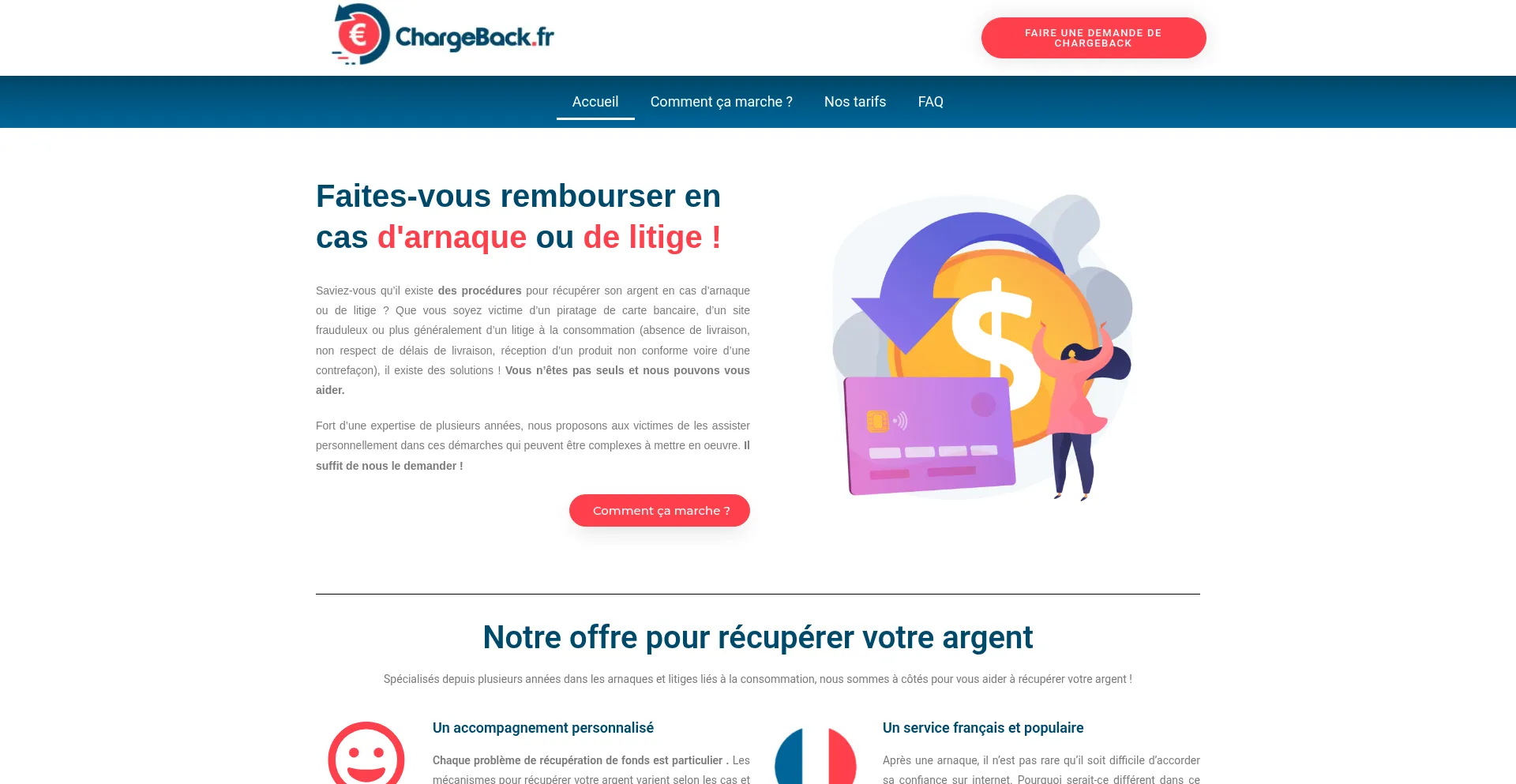 Website screenshot of Chargeback.fr