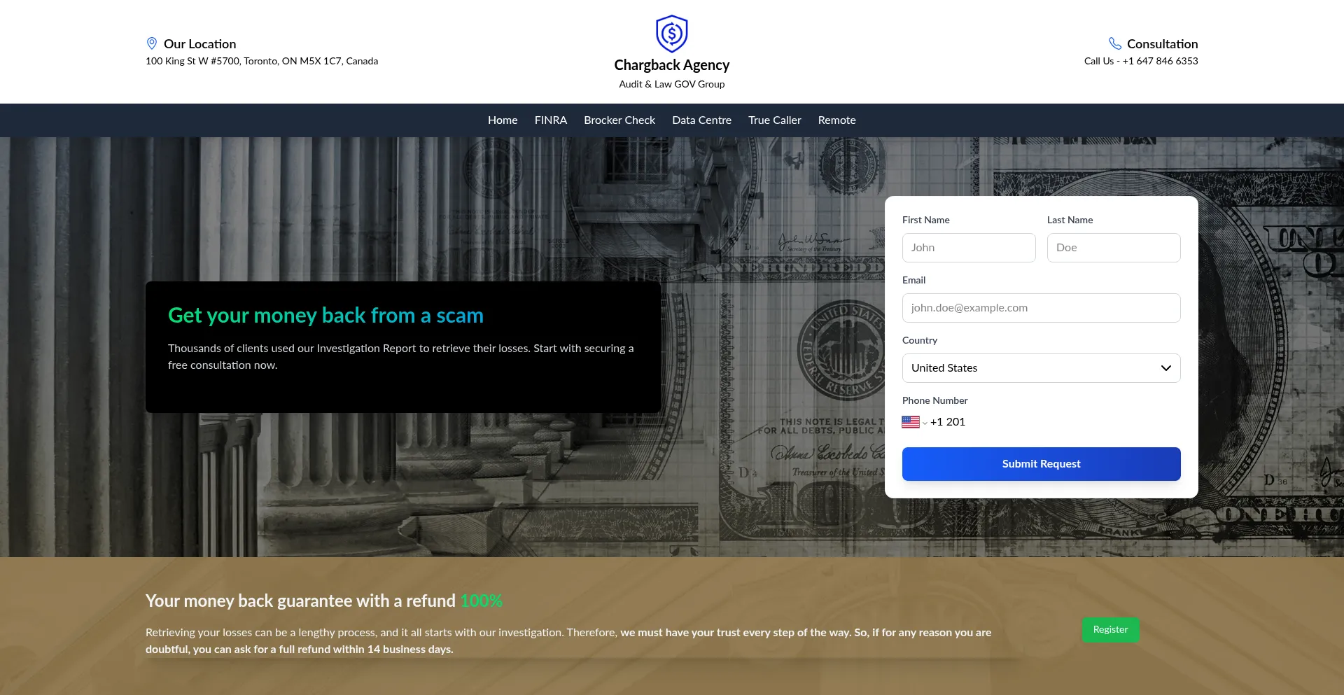 Website screenshot of Chargeback.top