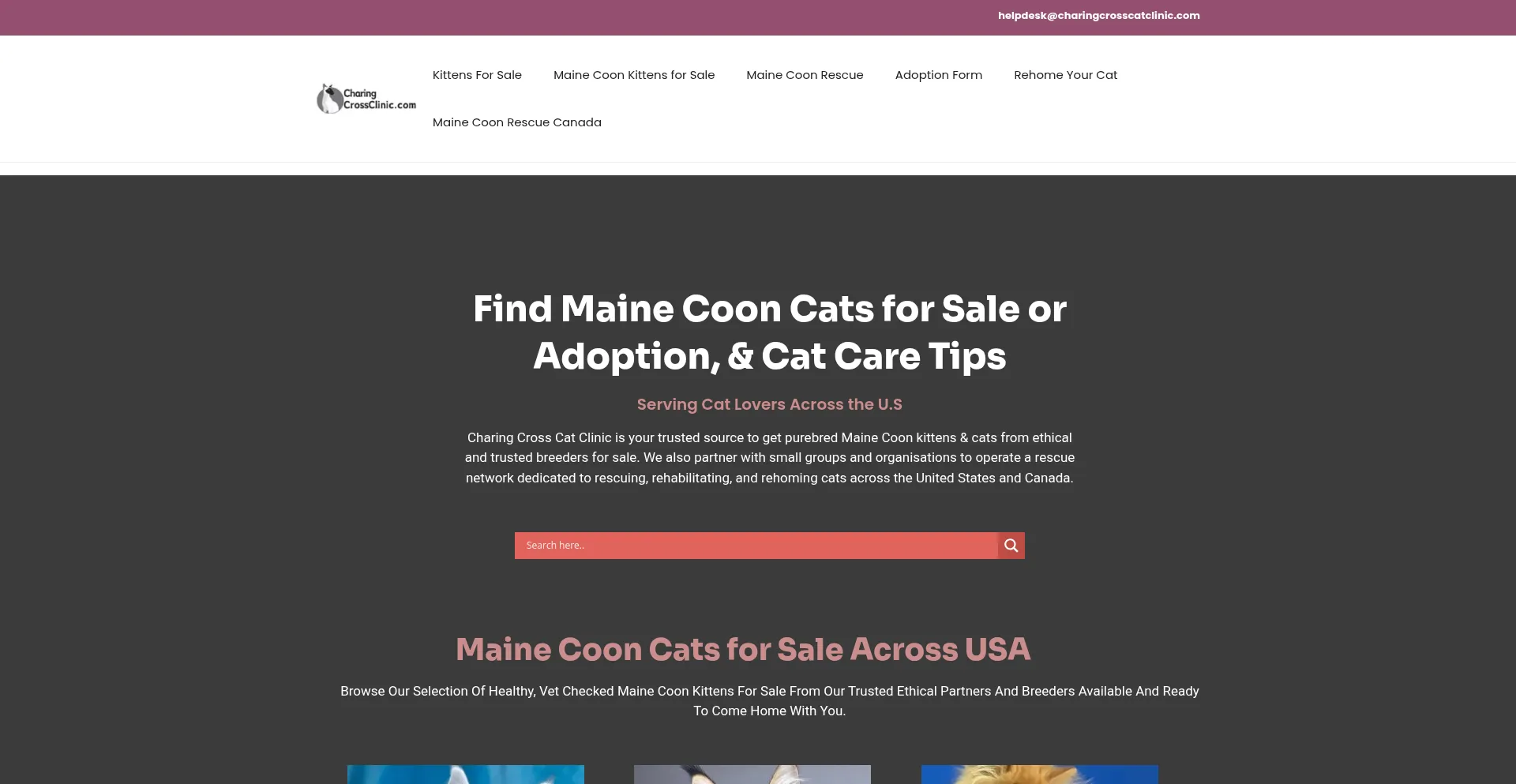 Website screenshot of Charingcrosscatclinic.com