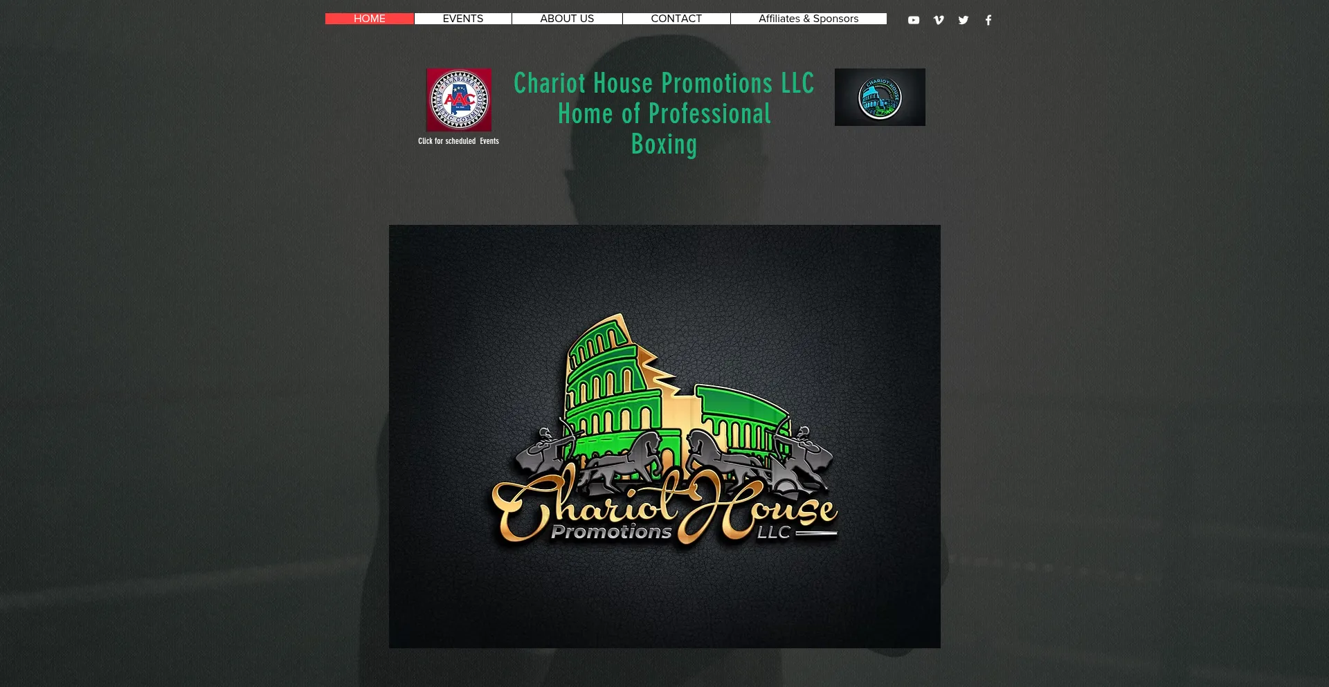 Website screenshot of Chariothousepromotions.org
