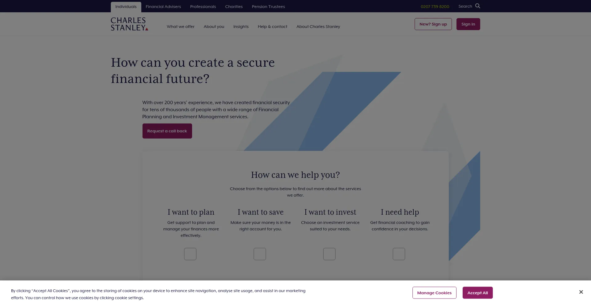 Website screenshot of Charles-stanley.co.uk
