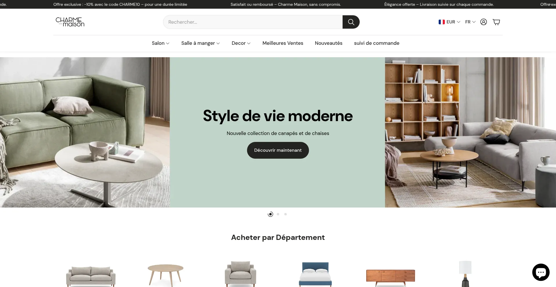 Website screenshot of Charme-maison.fr