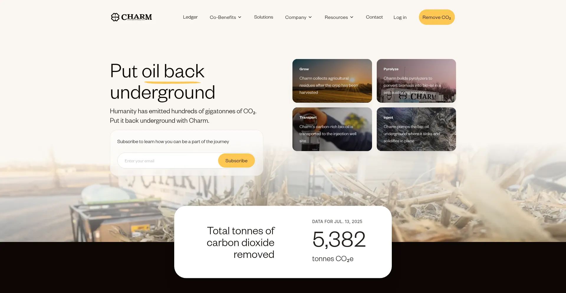Website screenshot of Charmindustrial.com