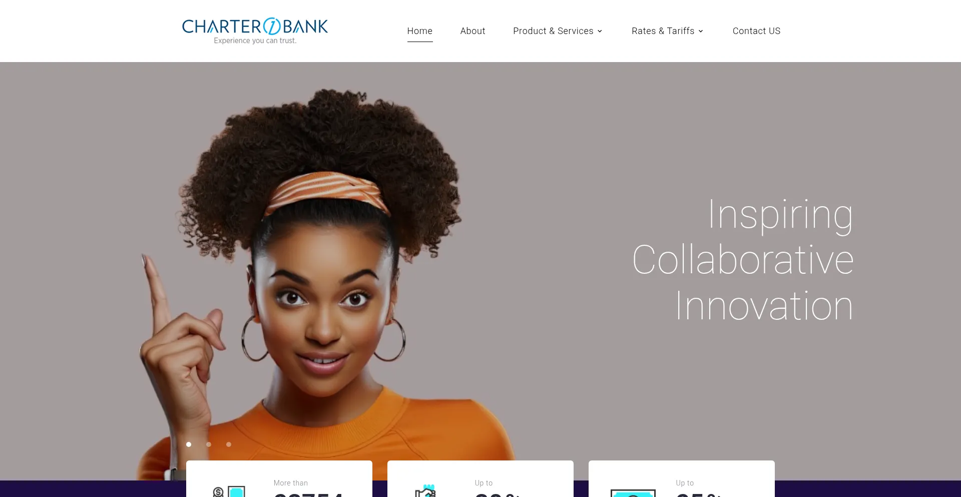 Website screenshot of Charteronebankssjb.com