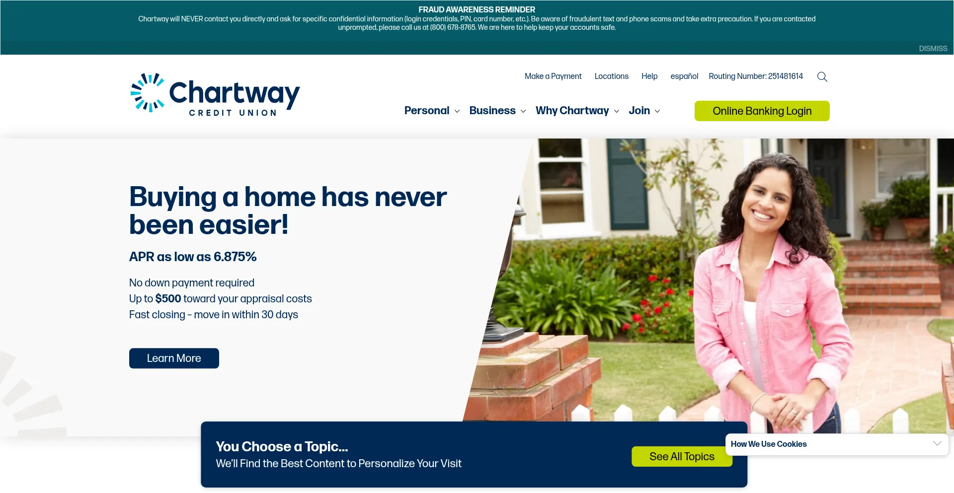 Website screenshot of Chartway.com